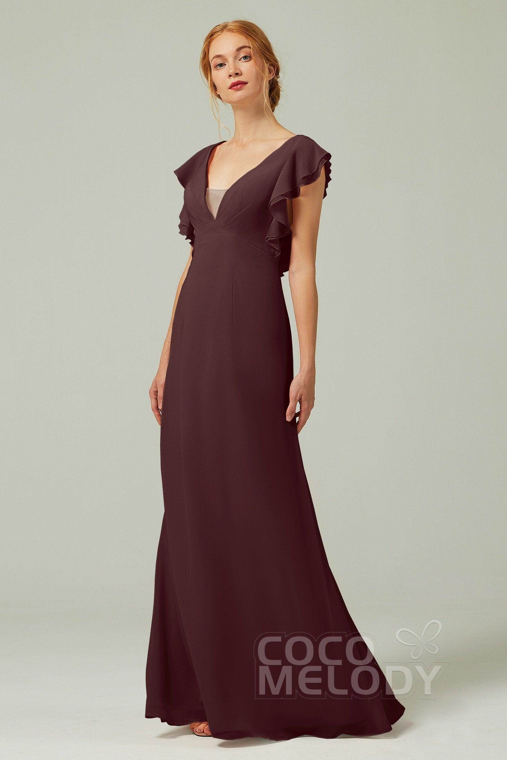 Sheath-Column Floor Length Chiffon Bridesmaid Dress CB0304