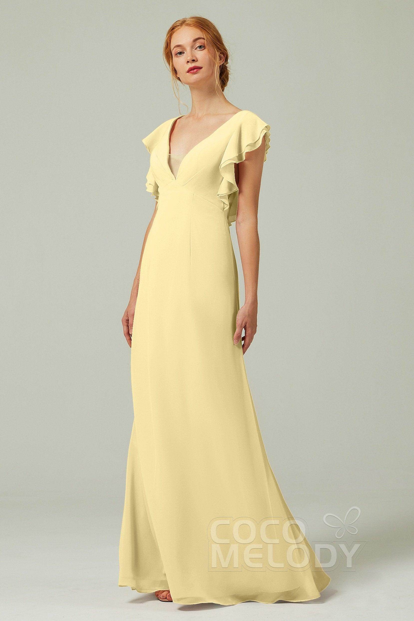 Sheath-Column Floor Length Chiffon Bridesmaid Dress CB0304