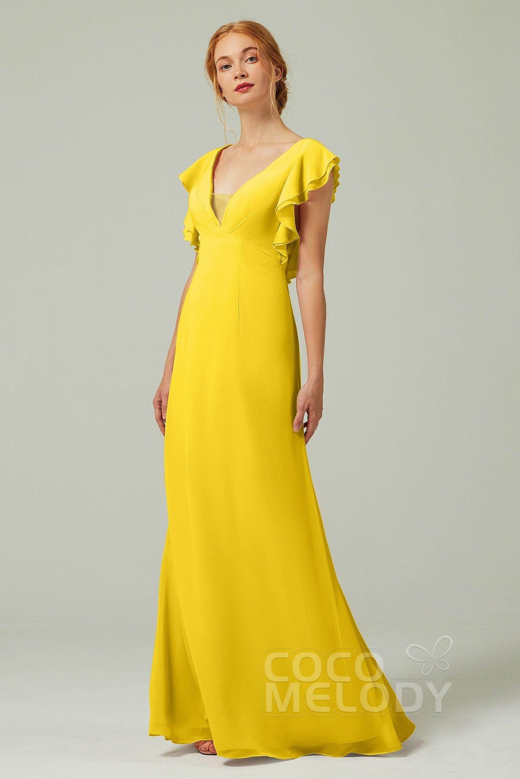 Sheath-Column Floor Length Chiffon Bridesmaid Dress CB0304