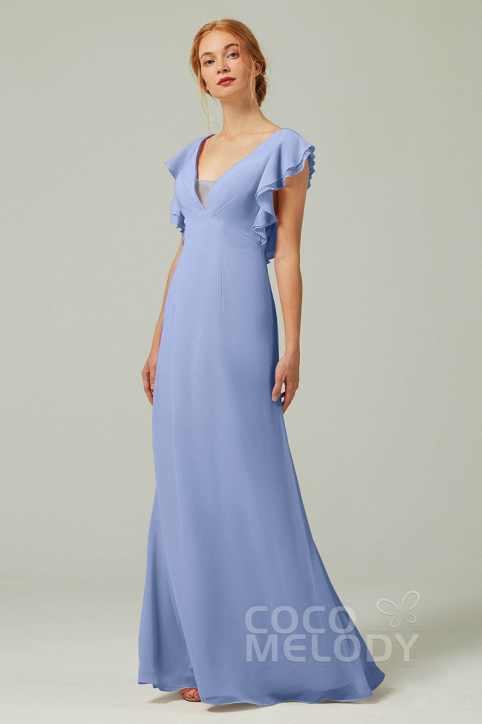 Sheath-Column Floor Length Chiffon Bridesmaid Dress CB0304