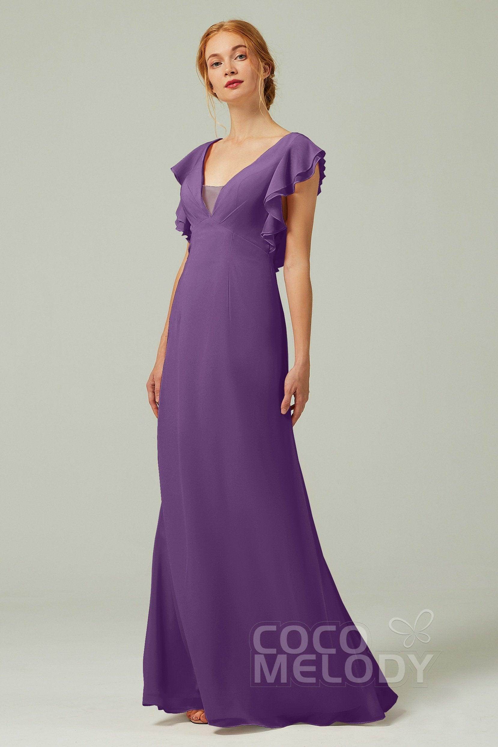 Sheath-Column Floor Length Chiffon Bridesmaid Dress CB0304