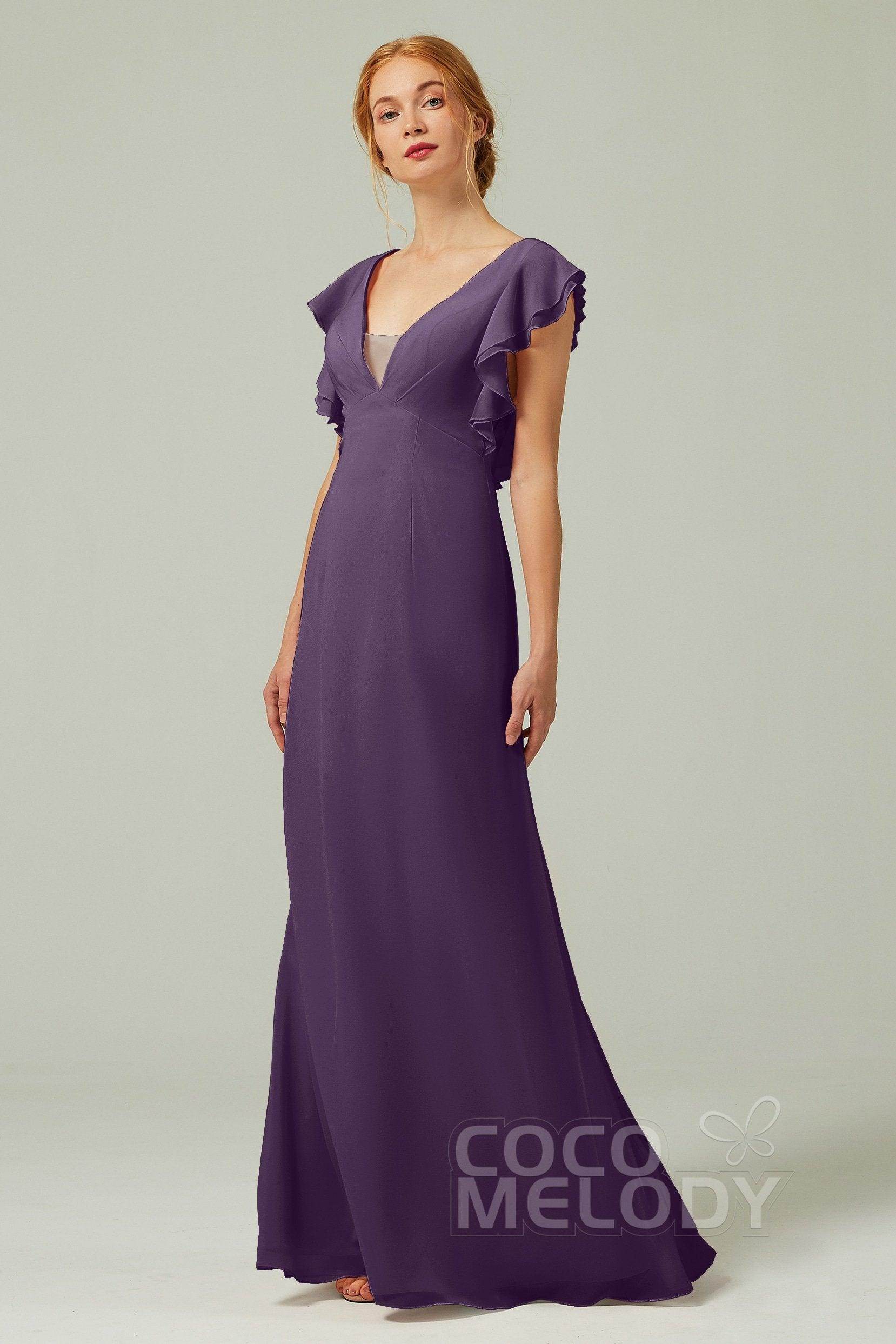 Sheath-Column Floor Length Chiffon Bridesmaid Dress CB0304