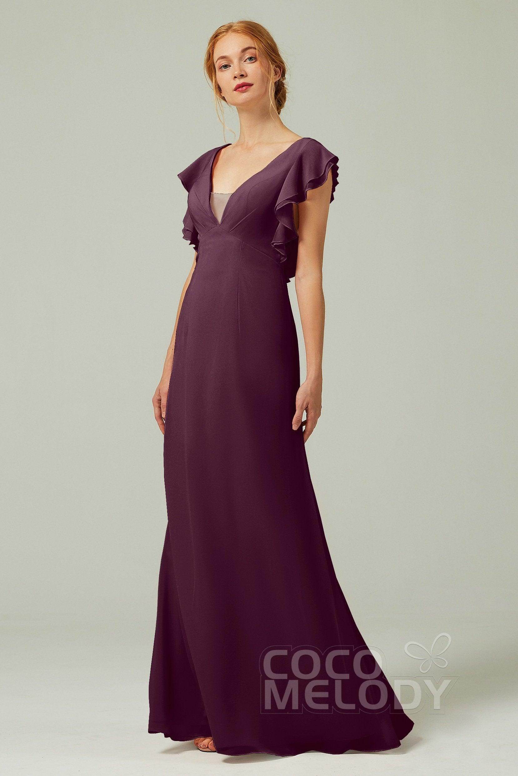 Sheath-Column Floor Length Chiffon Bridesmaid Dress CB0304
