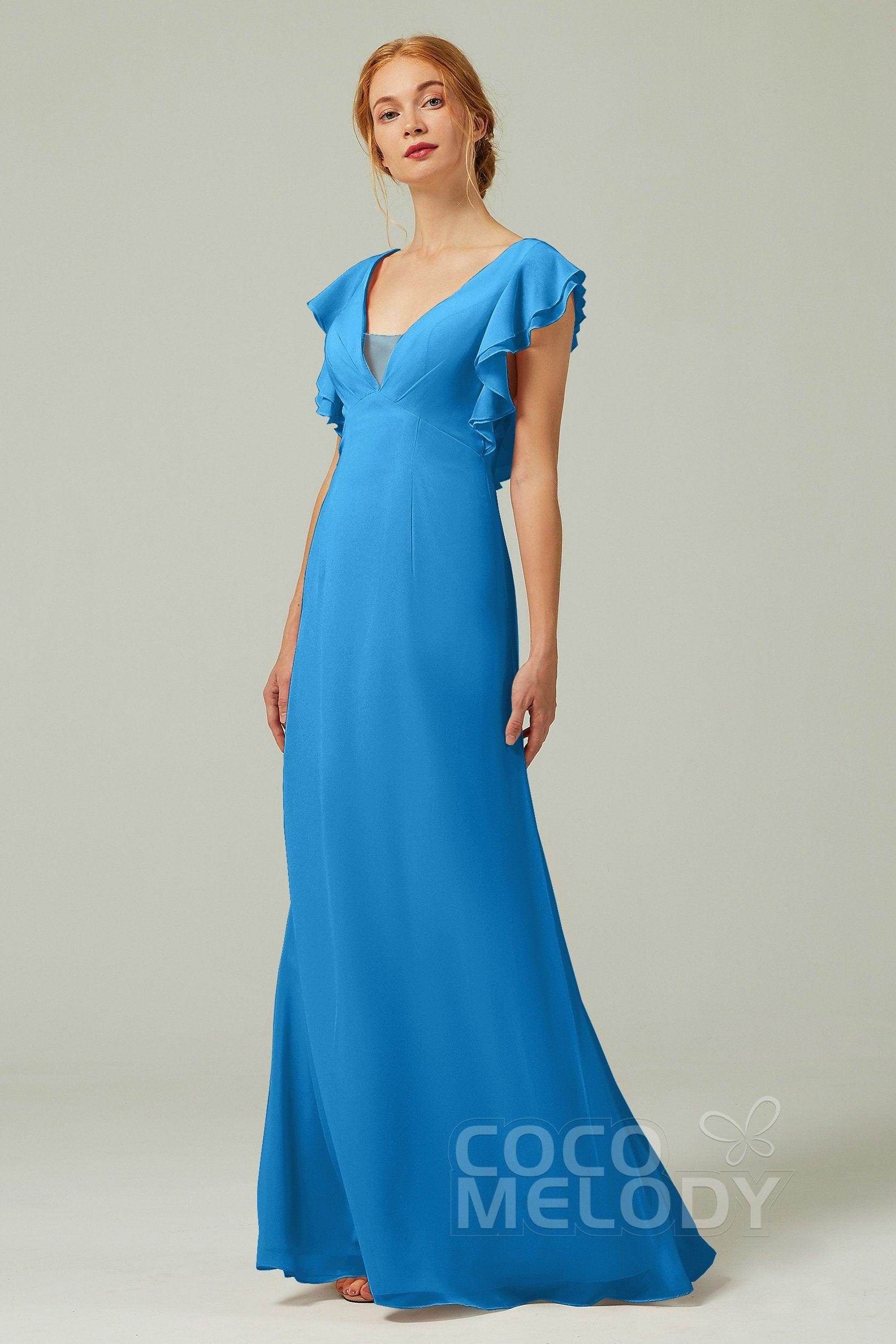 Sheath-Column Floor Length Chiffon Bridesmaid Dress CB0304