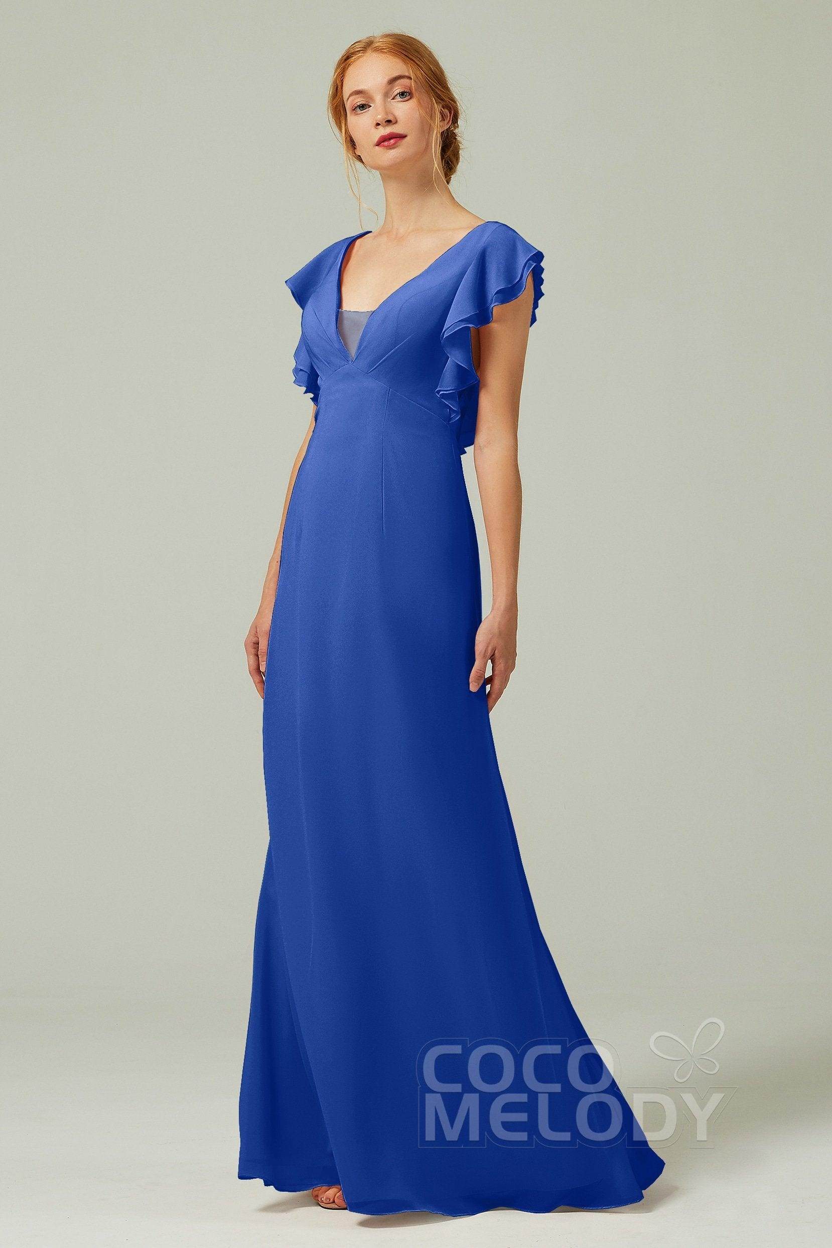 Sheath-Column Floor Length Chiffon Bridesmaid Dress CB0304