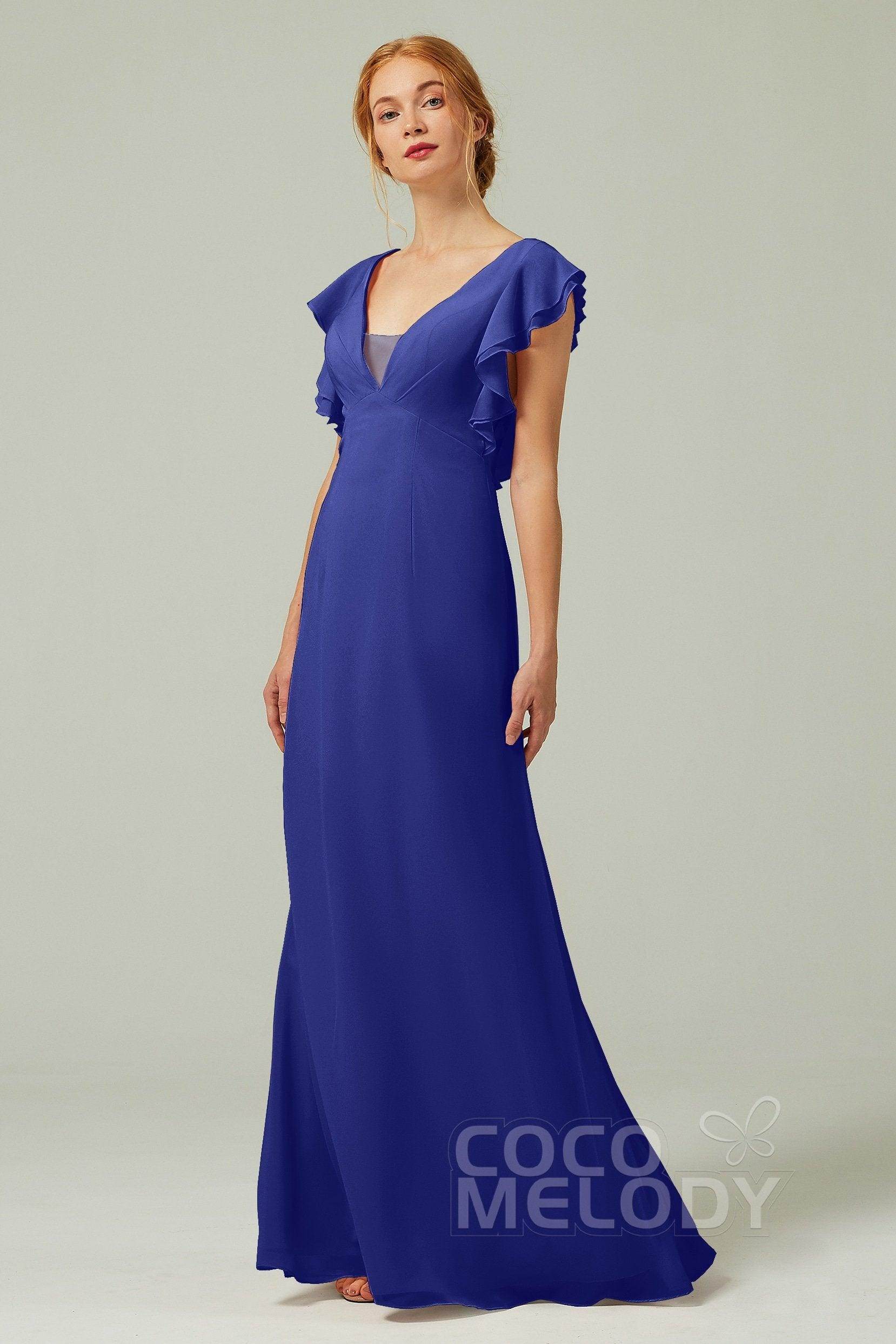 Sheath-Column Floor Length Chiffon Bridesmaid Dress CB0304