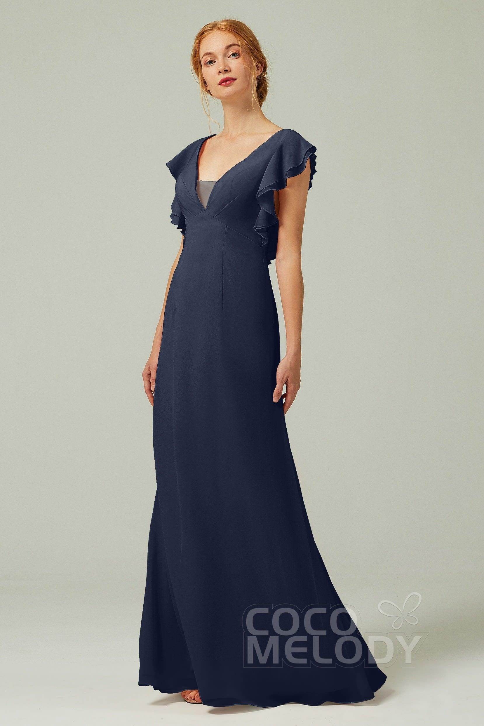 Sheath-Column Floor Length Chiffon Bridesmaid Dress CB0304