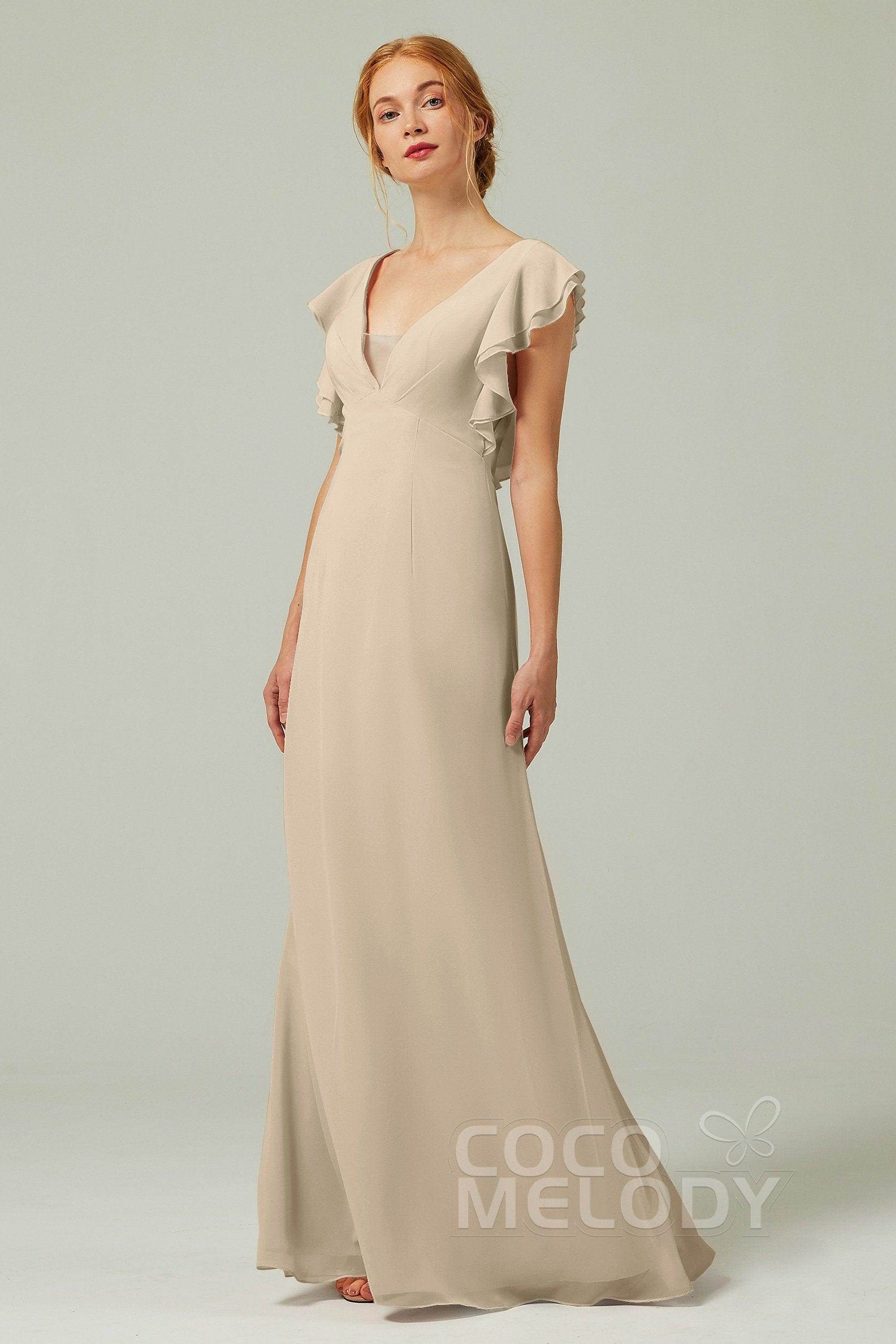 Sheath-Column Floor Length Chiffon Bridesmaid Dress CB0304