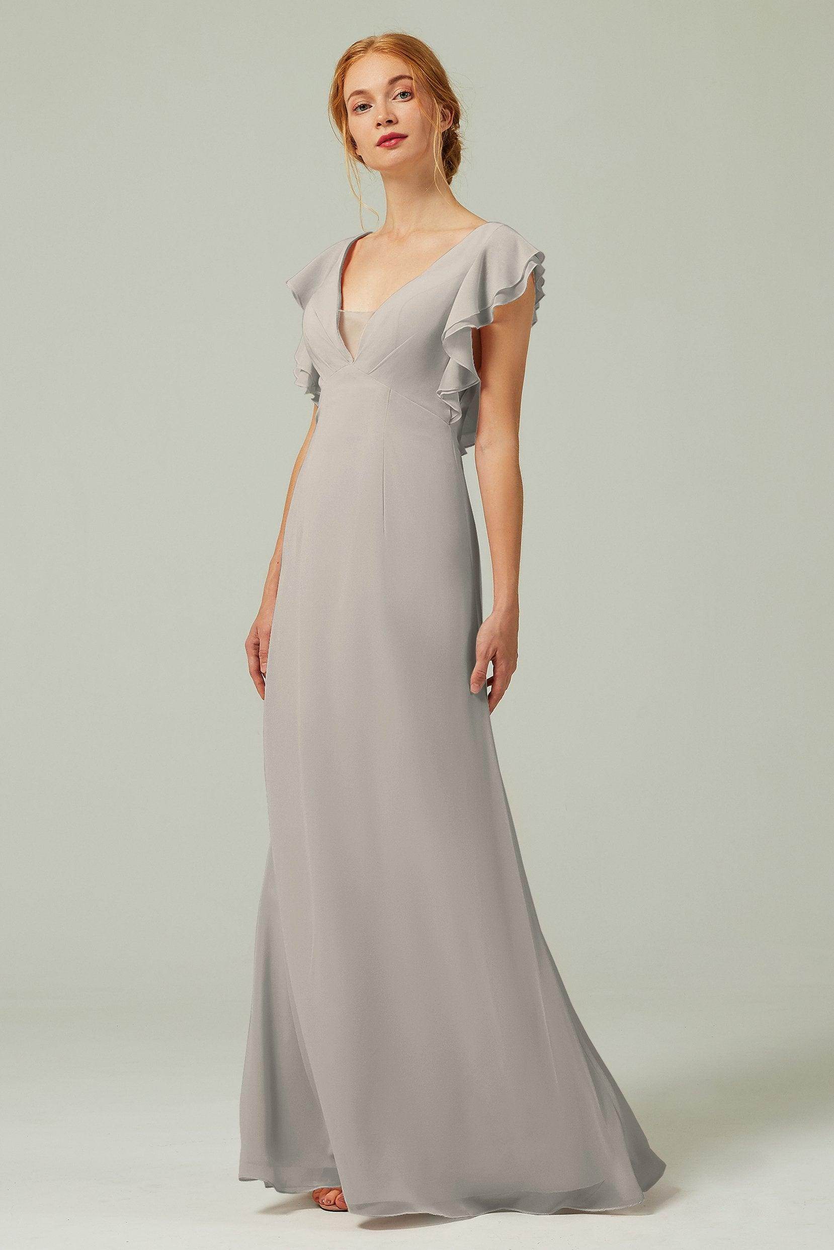 Sheath-Column Floor Length Chiffon Bridesmaid Dress CB0304
