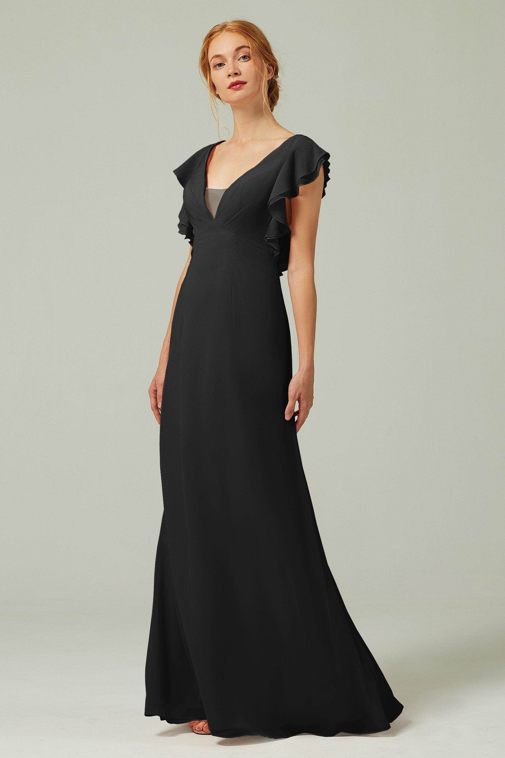 Sheath-Column Floor Length Chiffon Bridesmaid Dress CB0304