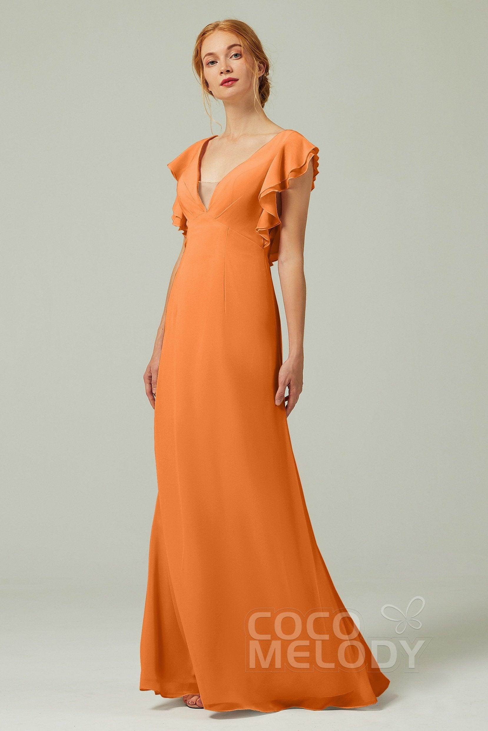Sheath-Column Floor Length Chiffon Bridesmaid Dress CB0304