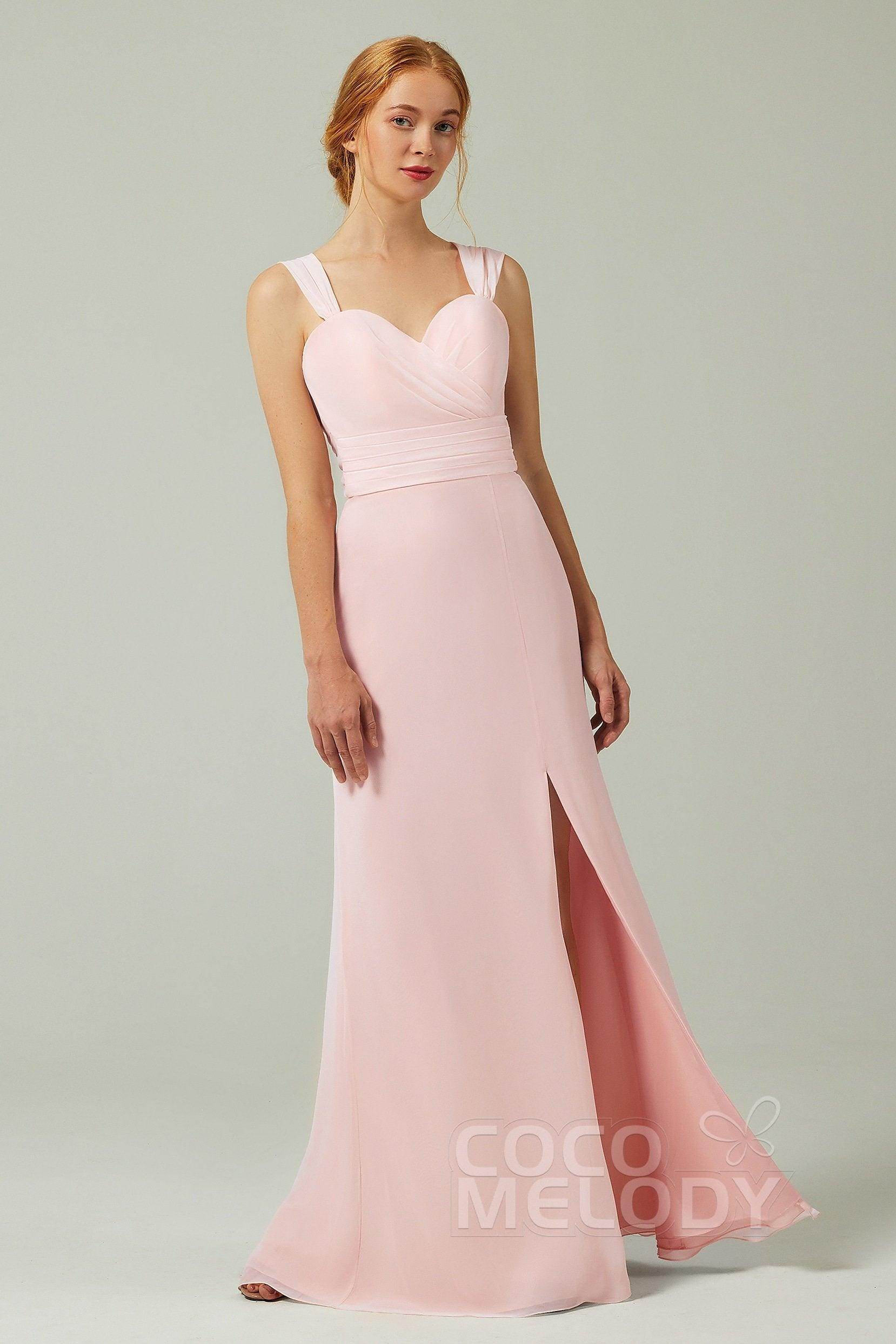 Sheath-Column Floor Length Chiffon Bridesmaid Dress CB0305