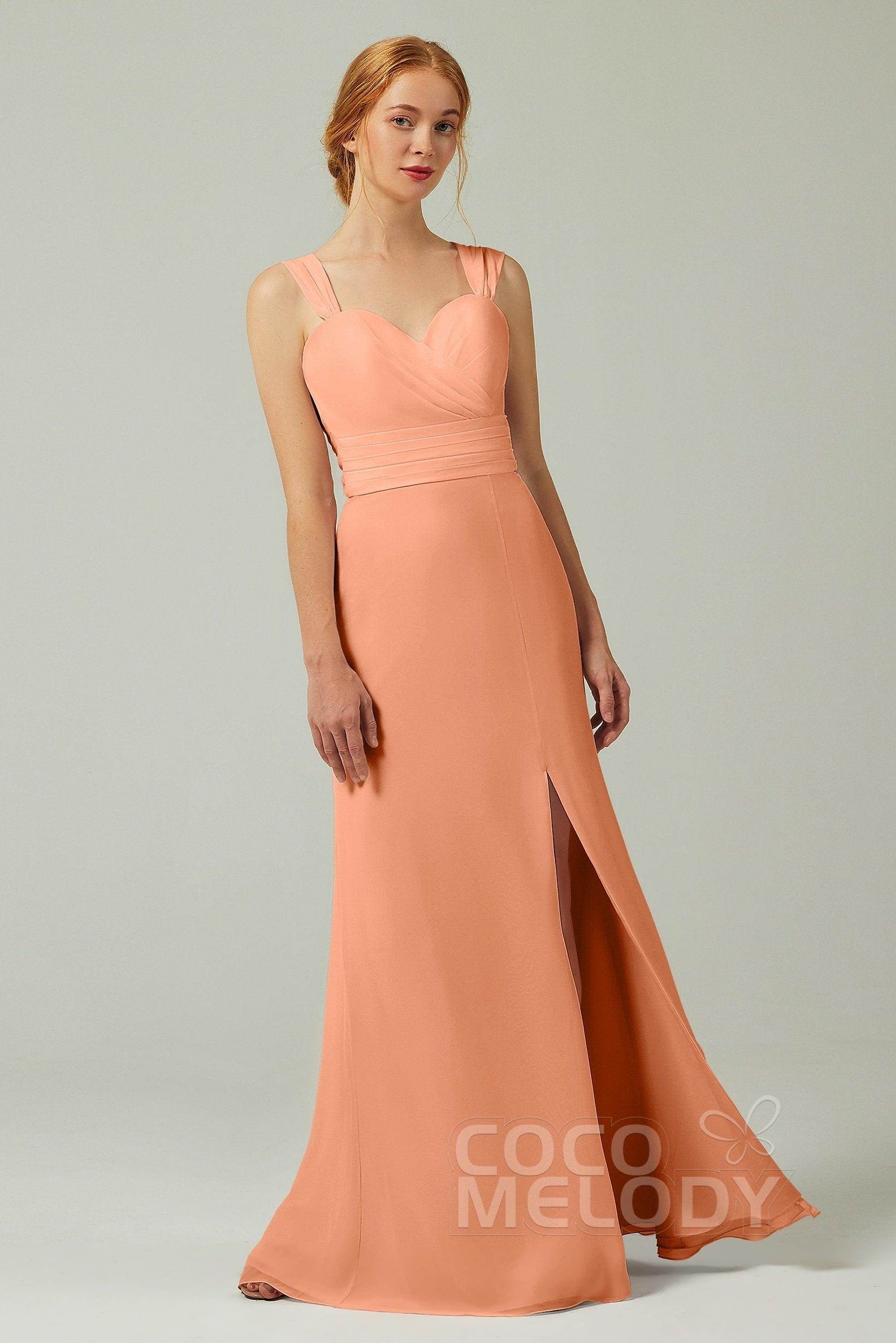 Sheath-Column Floor Length Chiffon Bridesmaid Dress CB0305