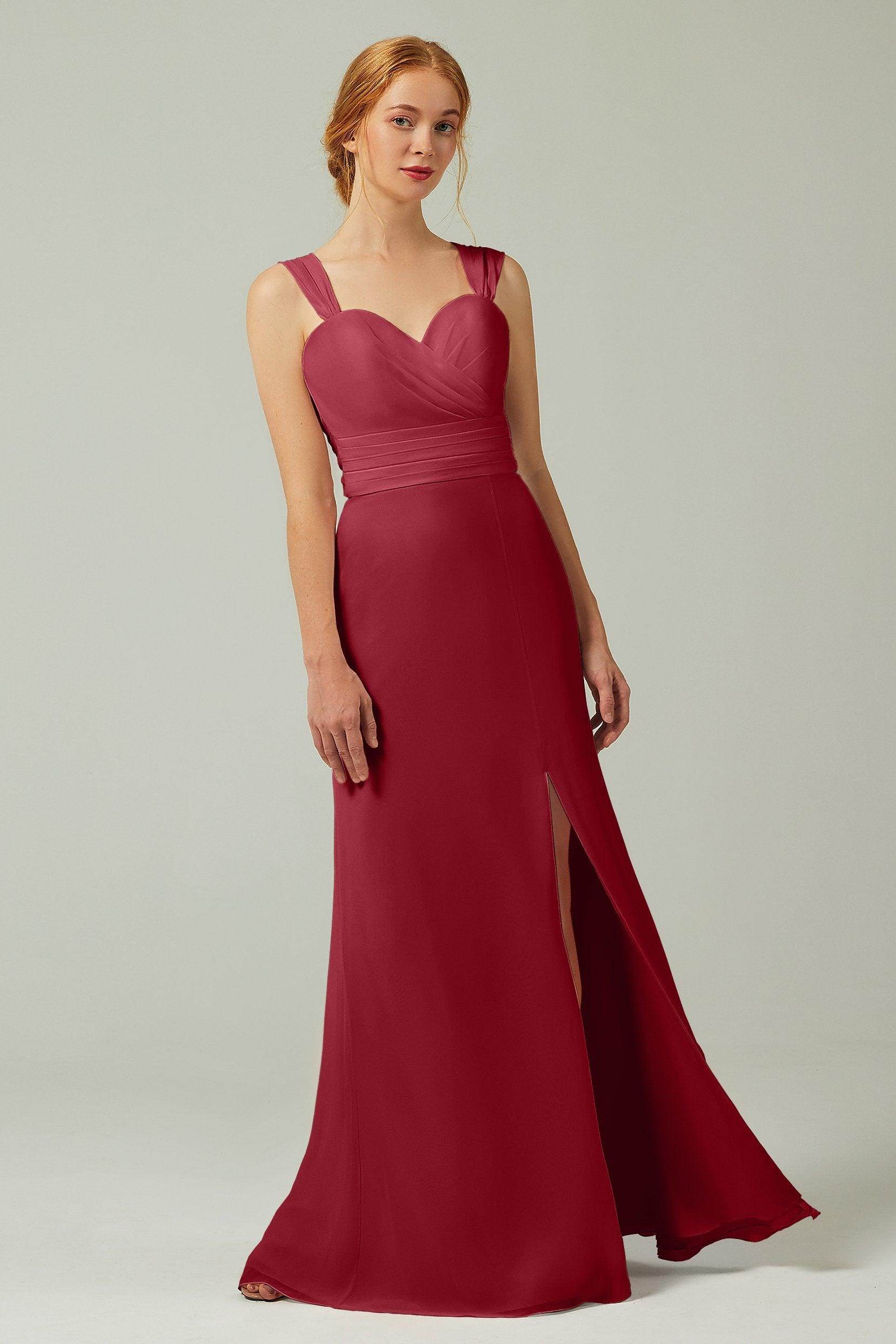 Sheath-Column Floor Length Chiffon Bridesmaid Dress CB0305