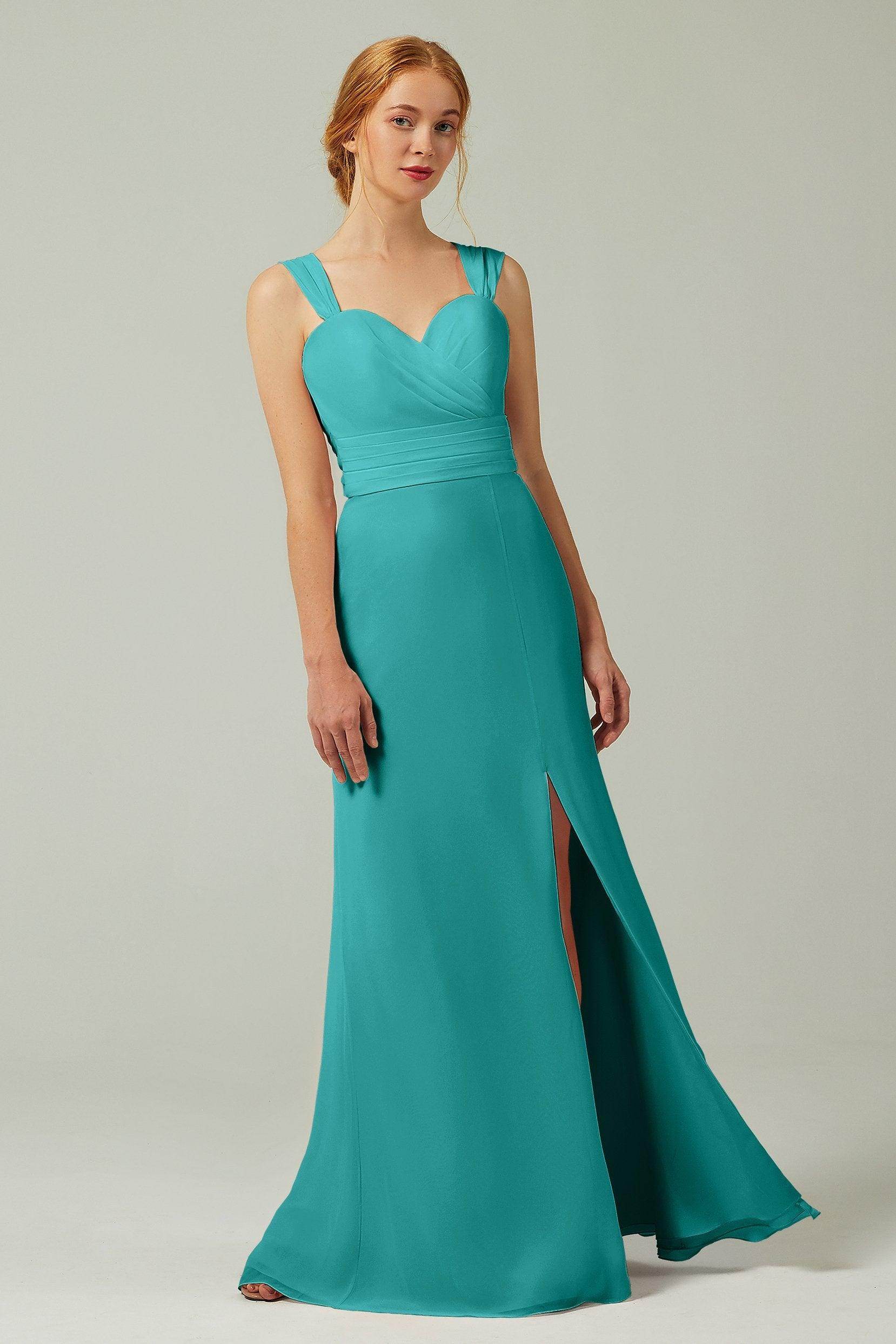 Sheath-Column Floor Length Chiffon Bridesmaid Dress CB0305
