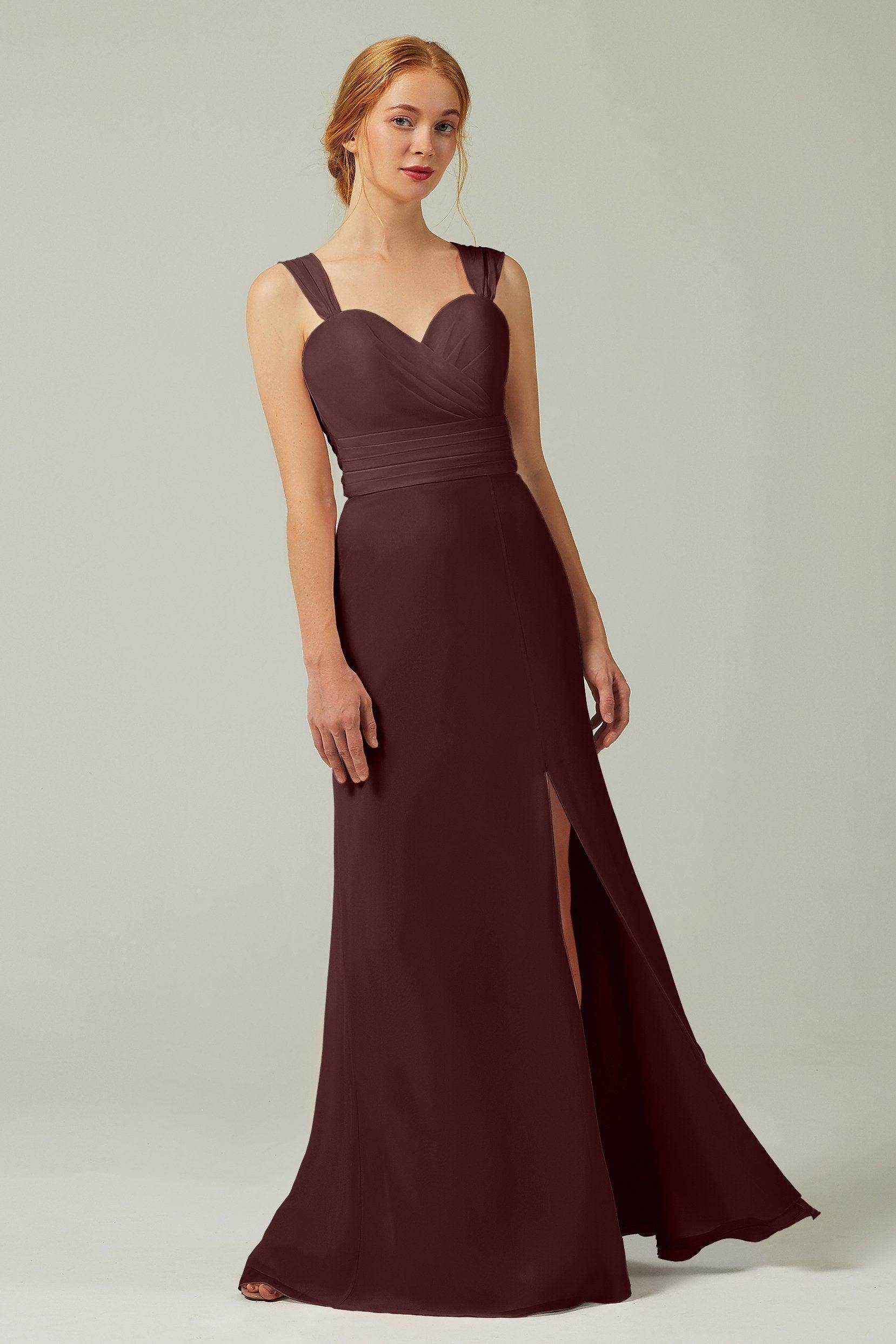 Sheath-Column Floor Length Chiffon Bridesmaid Dress CB0305