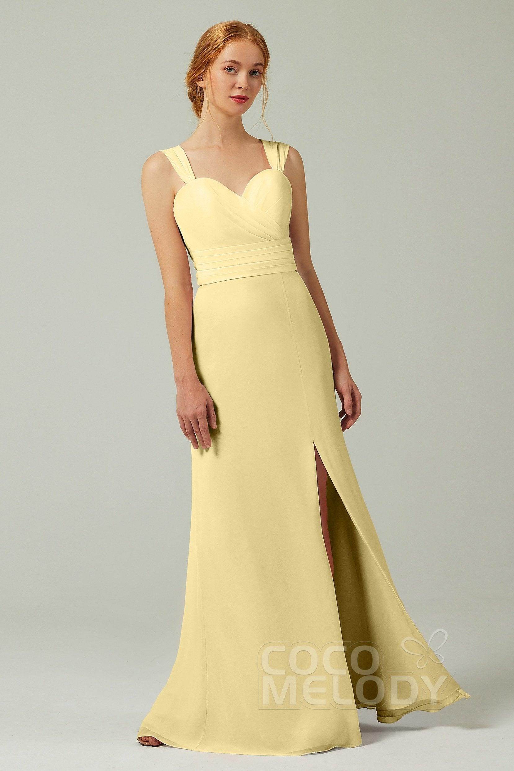 Sheath-Column Floor Length Chiffon Bridesmaid Dress CB0305