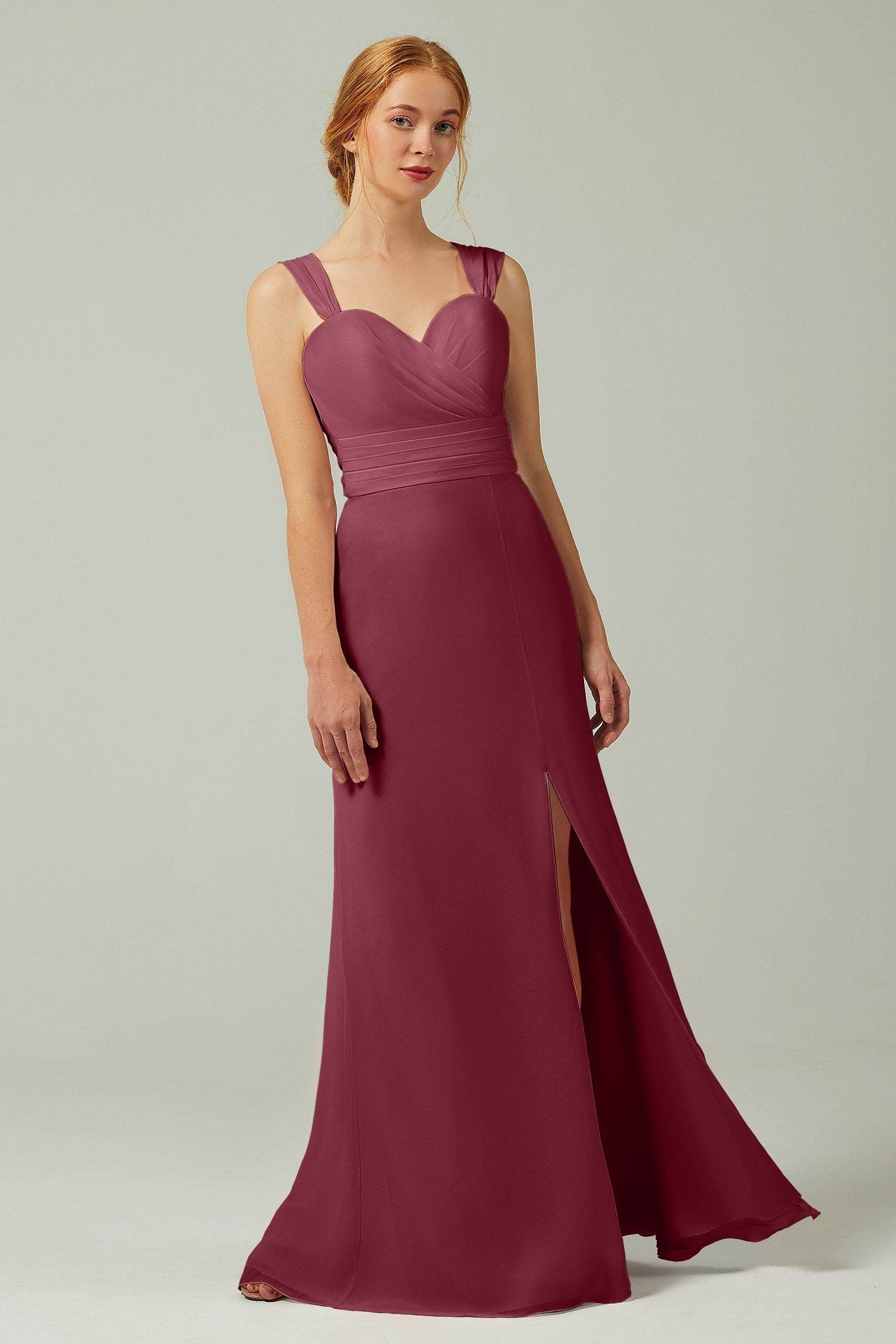 Sheath-Column Floor Length Chiffon Bridesmaid Dress CB0305