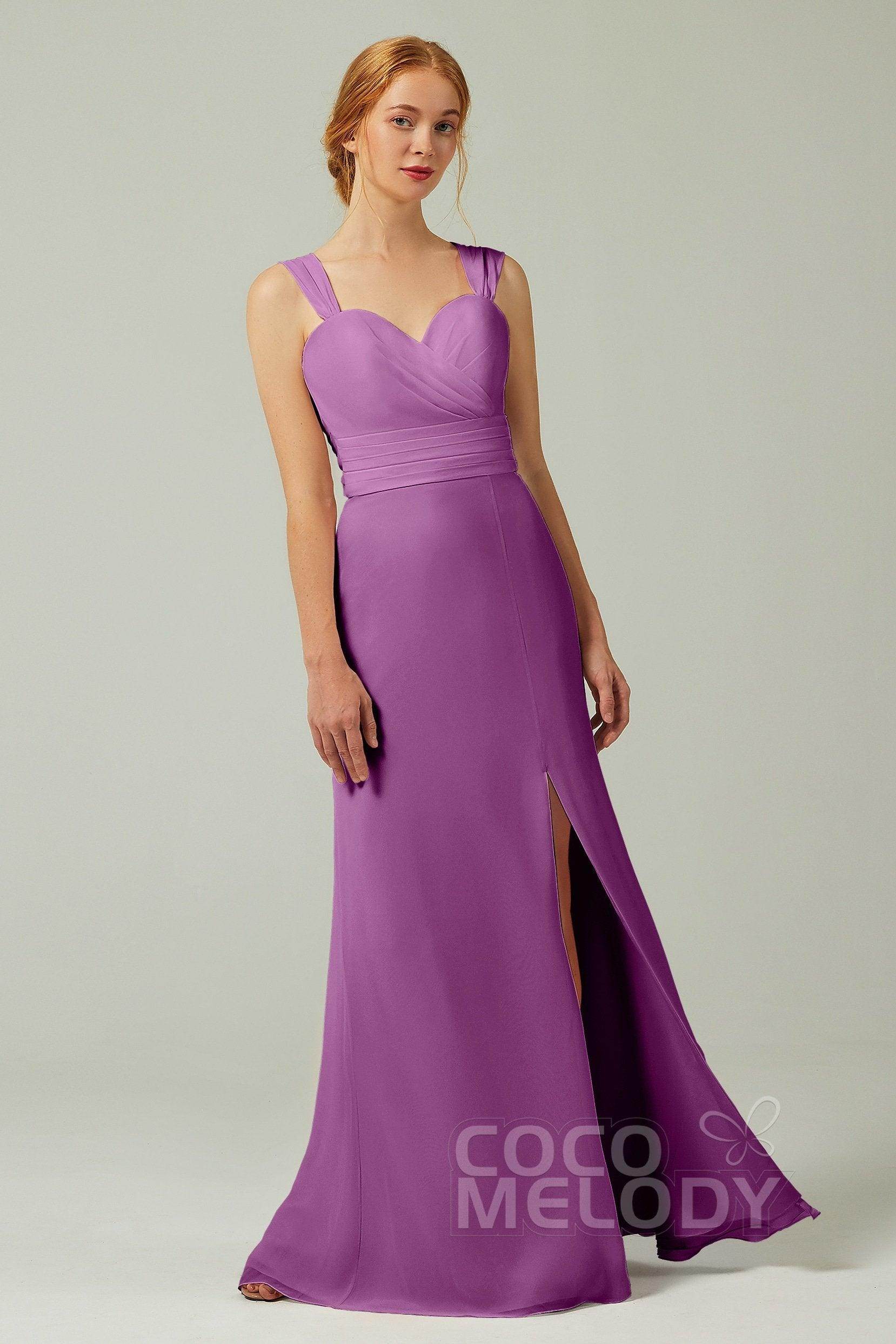 Sheath-Column Floor Length Chiffon Bridesmaid Dress CB0305