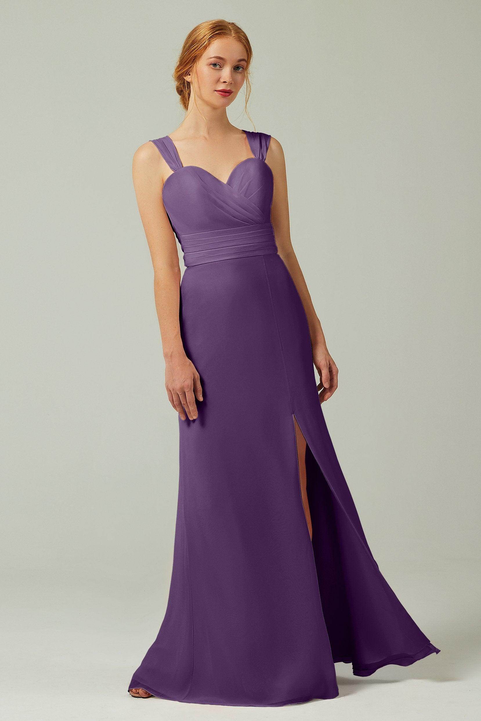 Sheath-Column Floor Length Chiffon Bridesmaid Dress CB0305