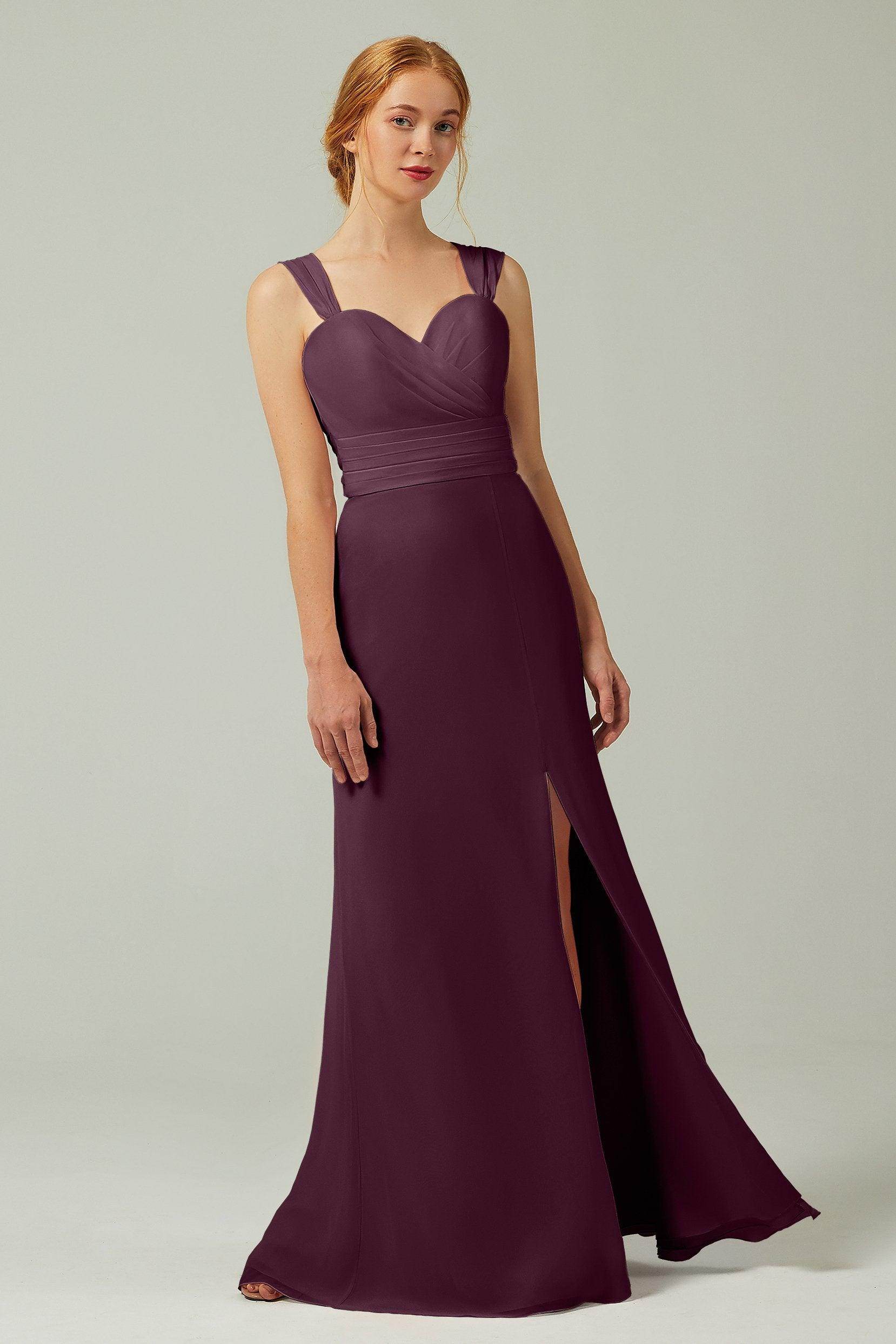 Sheath-Column Floor Length Chiffon Bridesmaid Dress CB0305