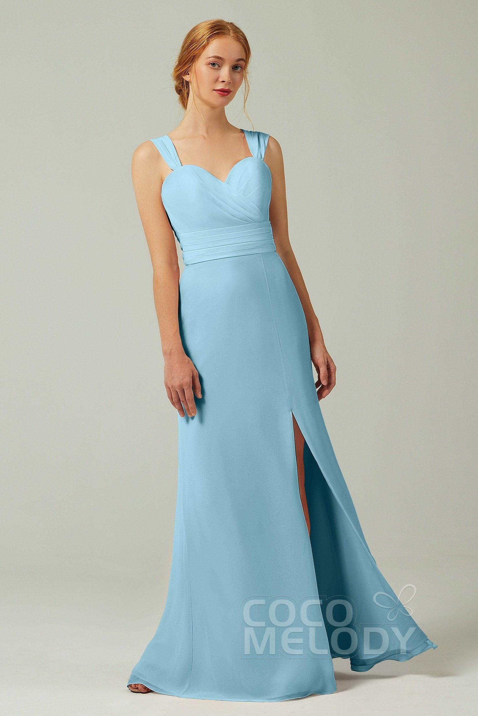 Sheath-Column Floor Length Chiffon Bridesmaid Dress CB0305