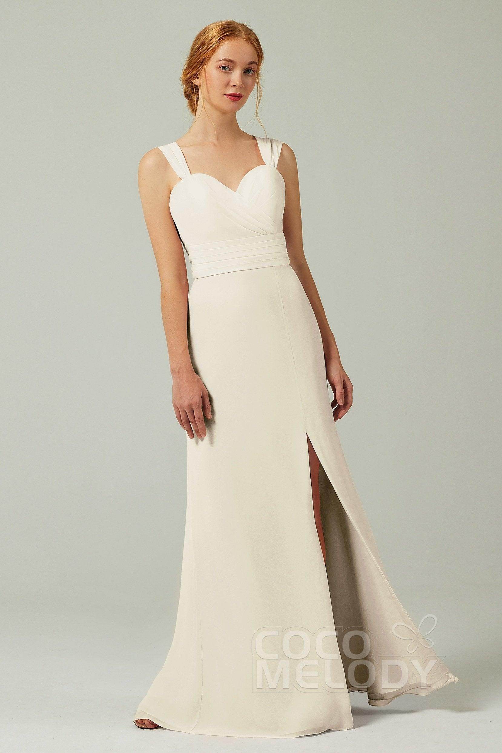 Sheath-Column Floor Length Chiffon Bridesmaid Dress CB0305