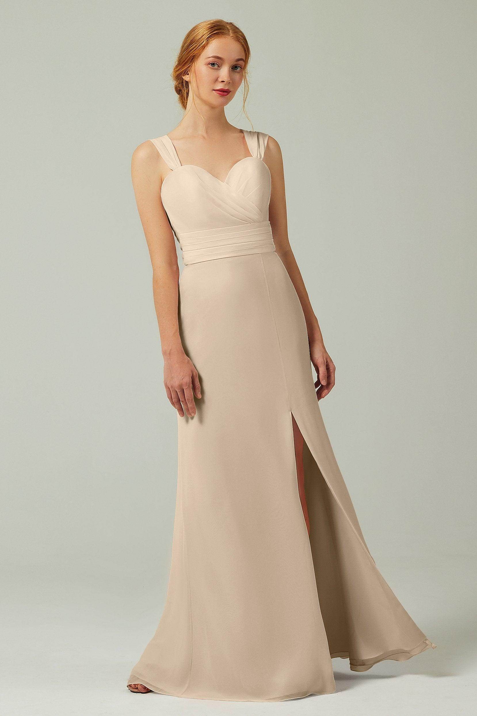 Sheath-Column Floor Length Chiffon Bridesmaid Dress CB0305