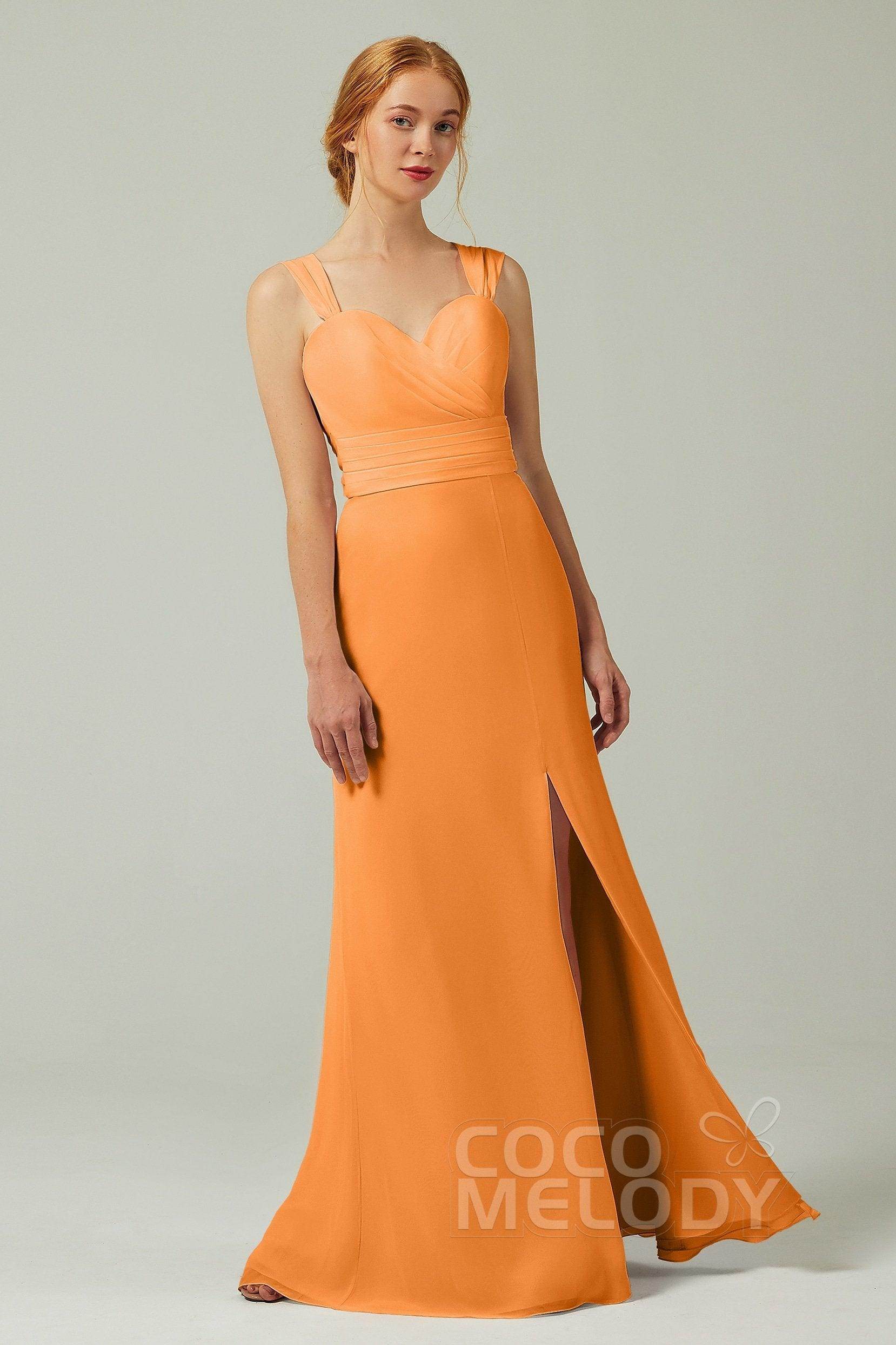 Sheath-Column Floor Length Chiffon Bridesmaid Dress CB0305