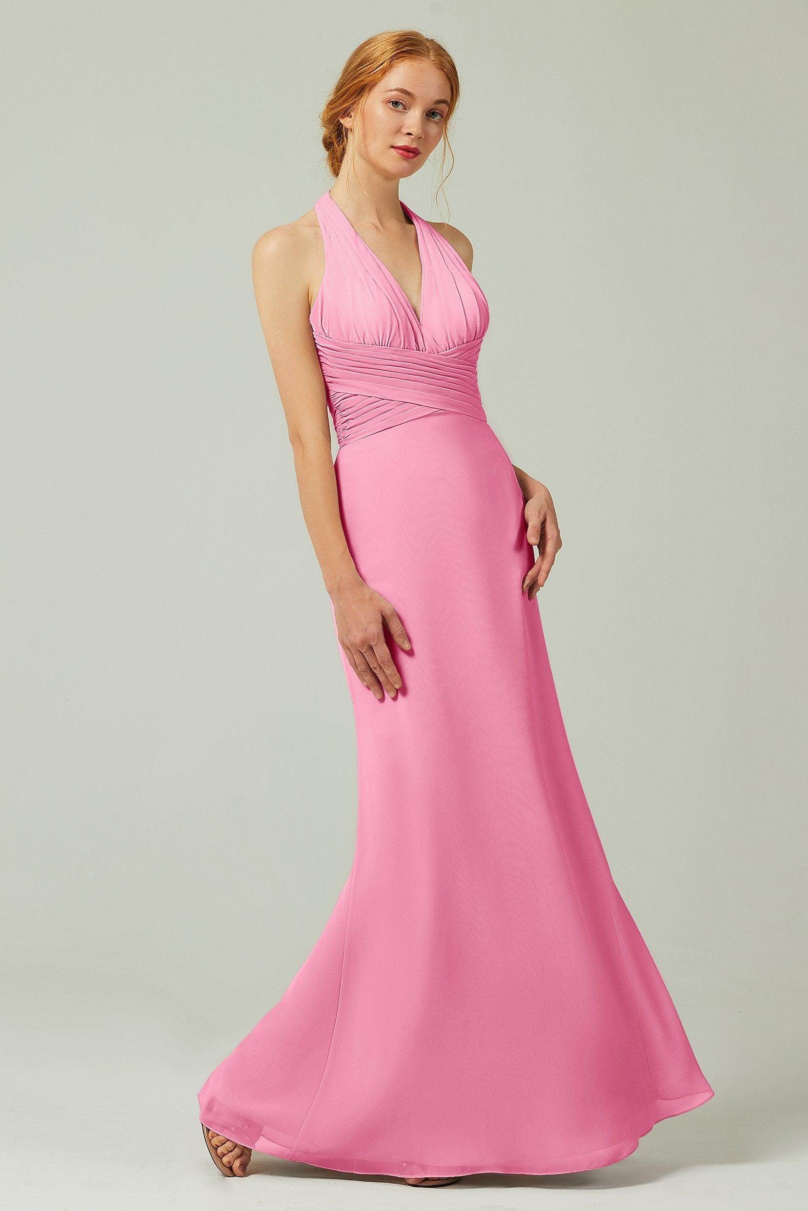 Sheath-Column Floor Length Chiffon Bridesmaid Dress CB0306