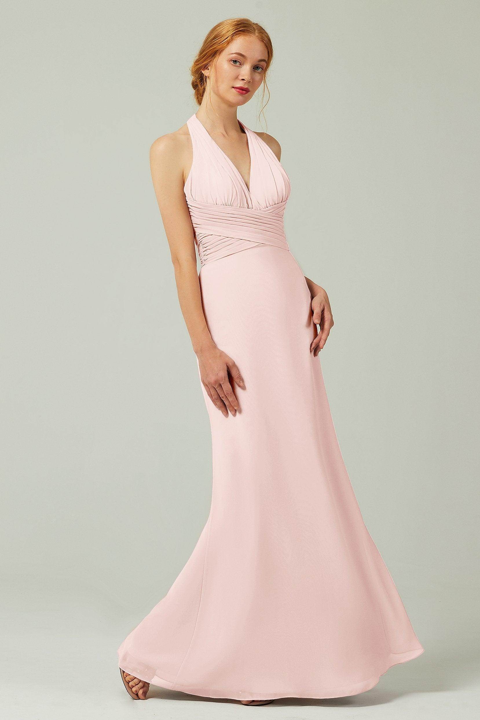 Sheath-Column Floor Length Chiffon Bridesmaid Dress CB0306