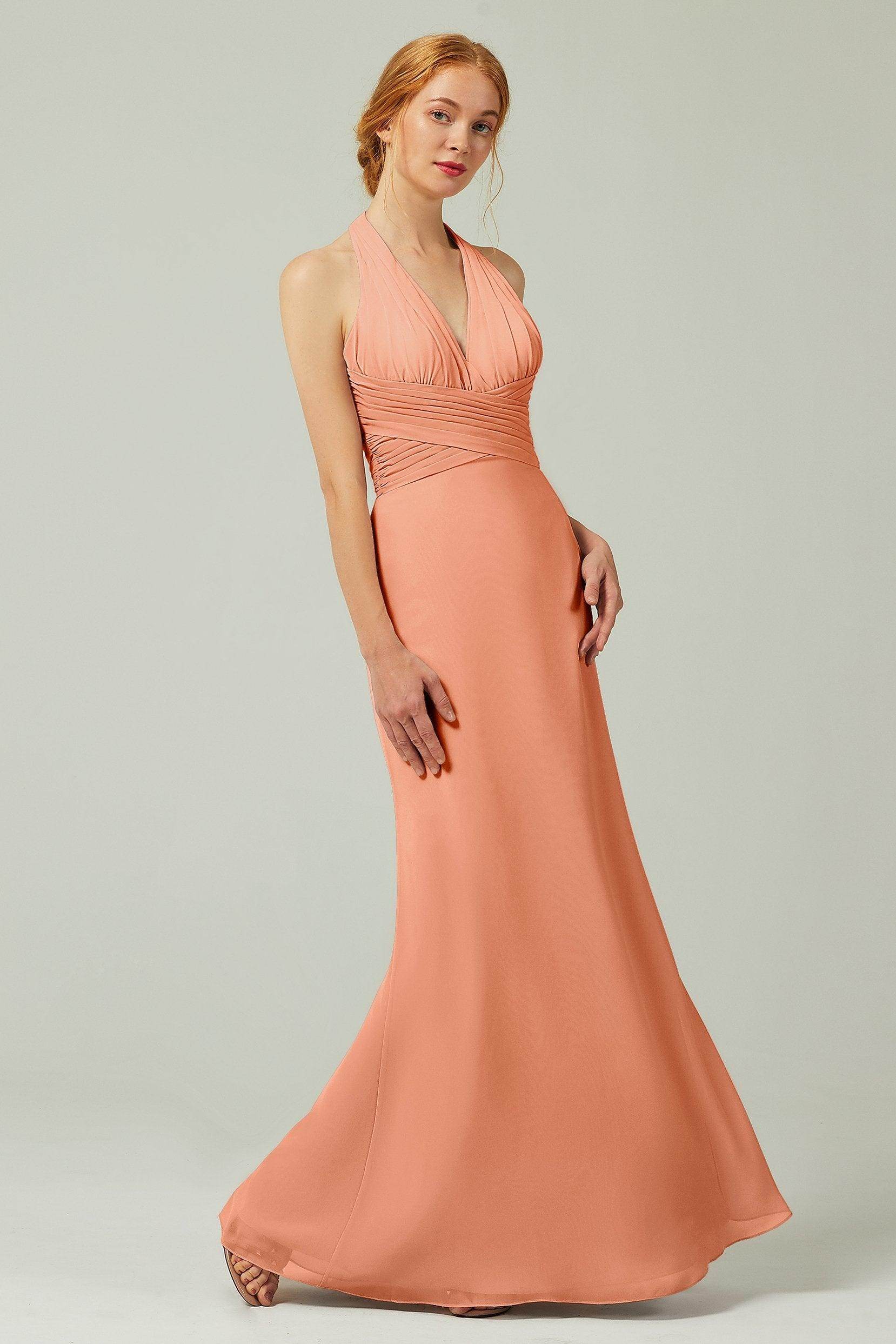 Sheath-Column Floor Length Chiffon Bridesmaid Dress CB0306