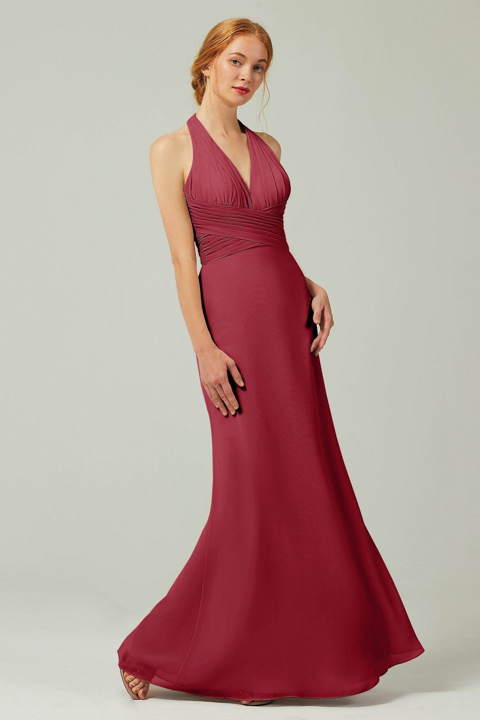 Sheath-Column Floor Length Chiffon Bridesmaid Dress CB0306