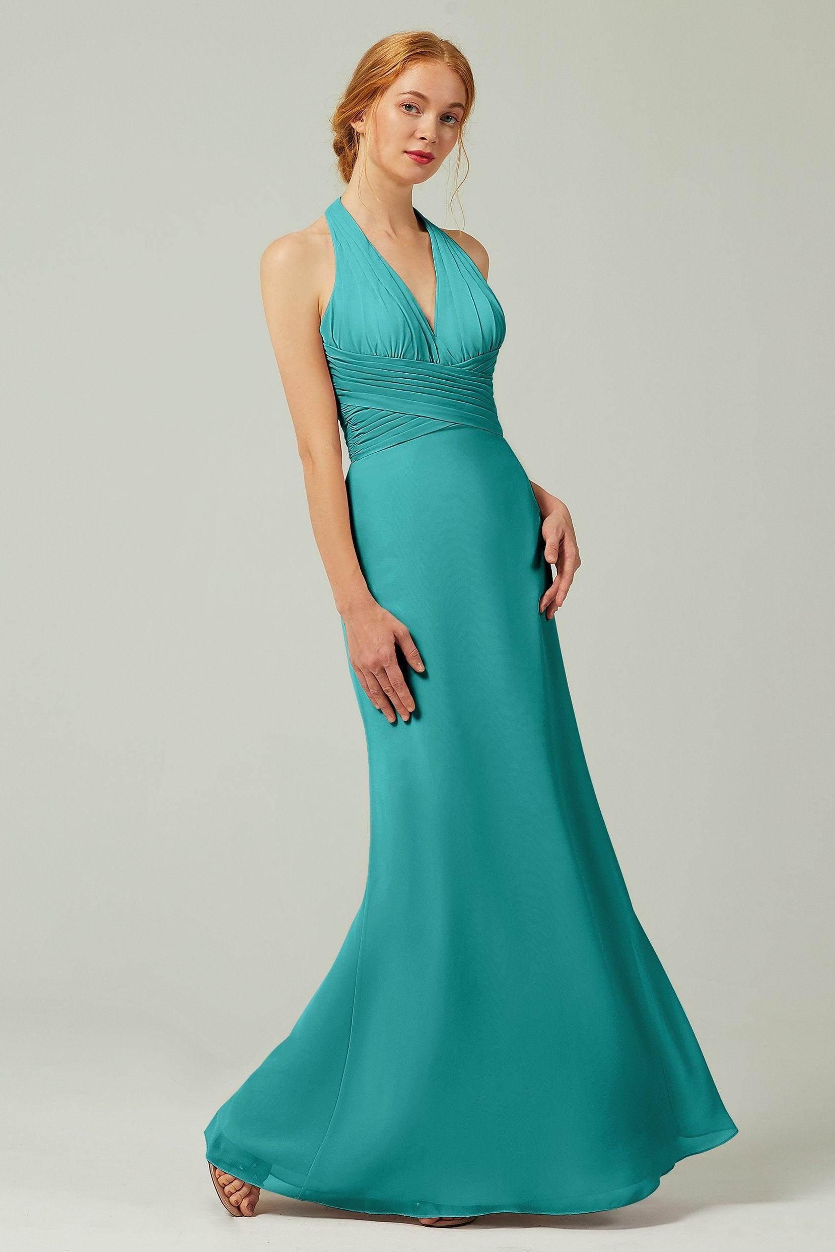 Sheath-Column Floor Length Chiffon Bridesmaid Dress CB0306