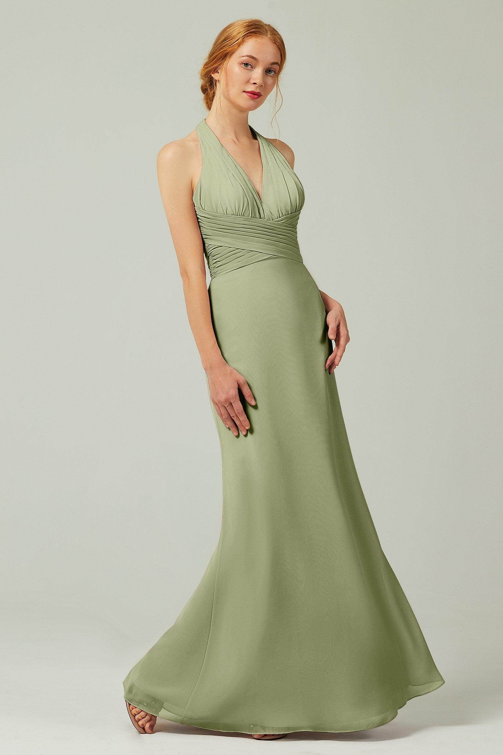 Sheath-Column Floor Length Chiffon Bridesmaid Dress CB0306