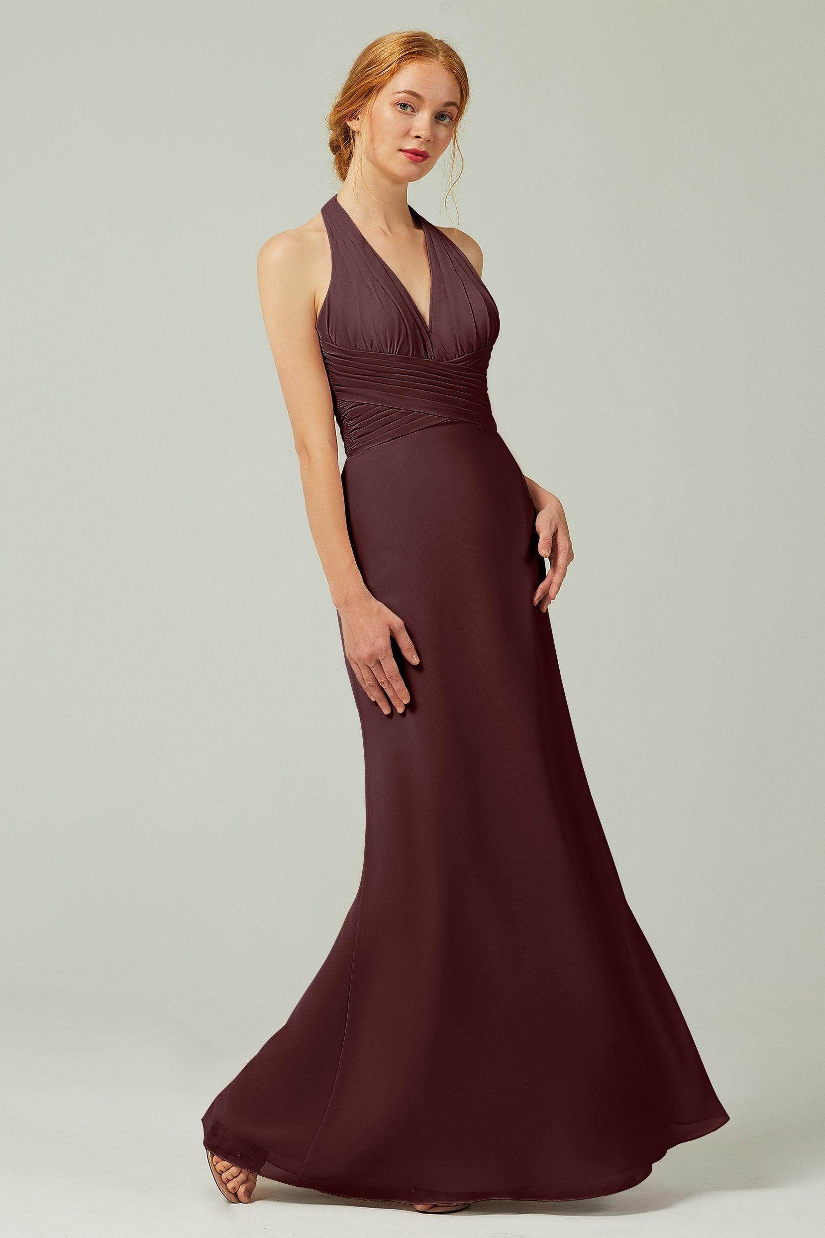 Sheath-Column Floor Length Chiffon Bridesmaid Dress CB0306