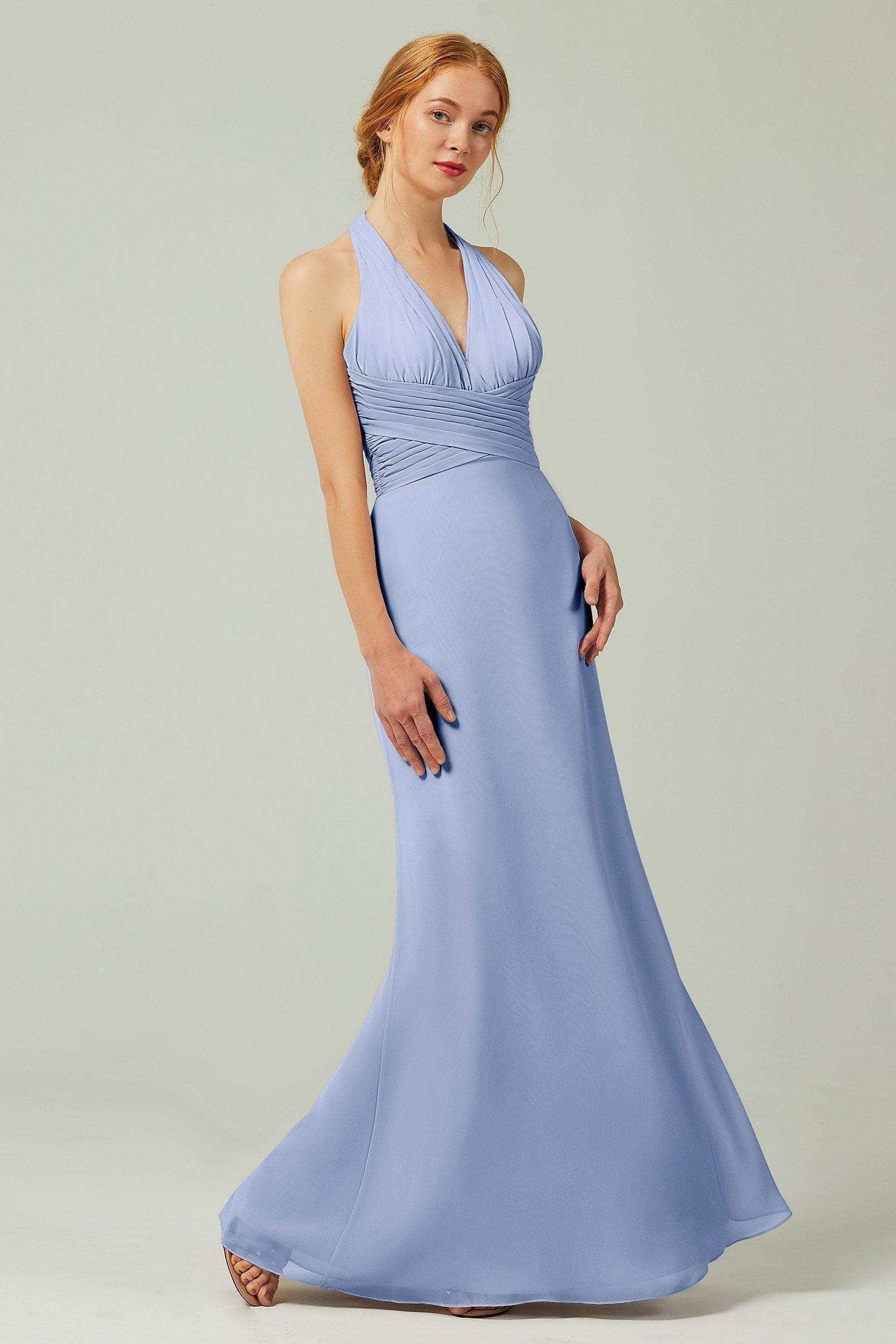 Sheath-Column Floor Length Chiffon Bridesmaid Dress CB0306