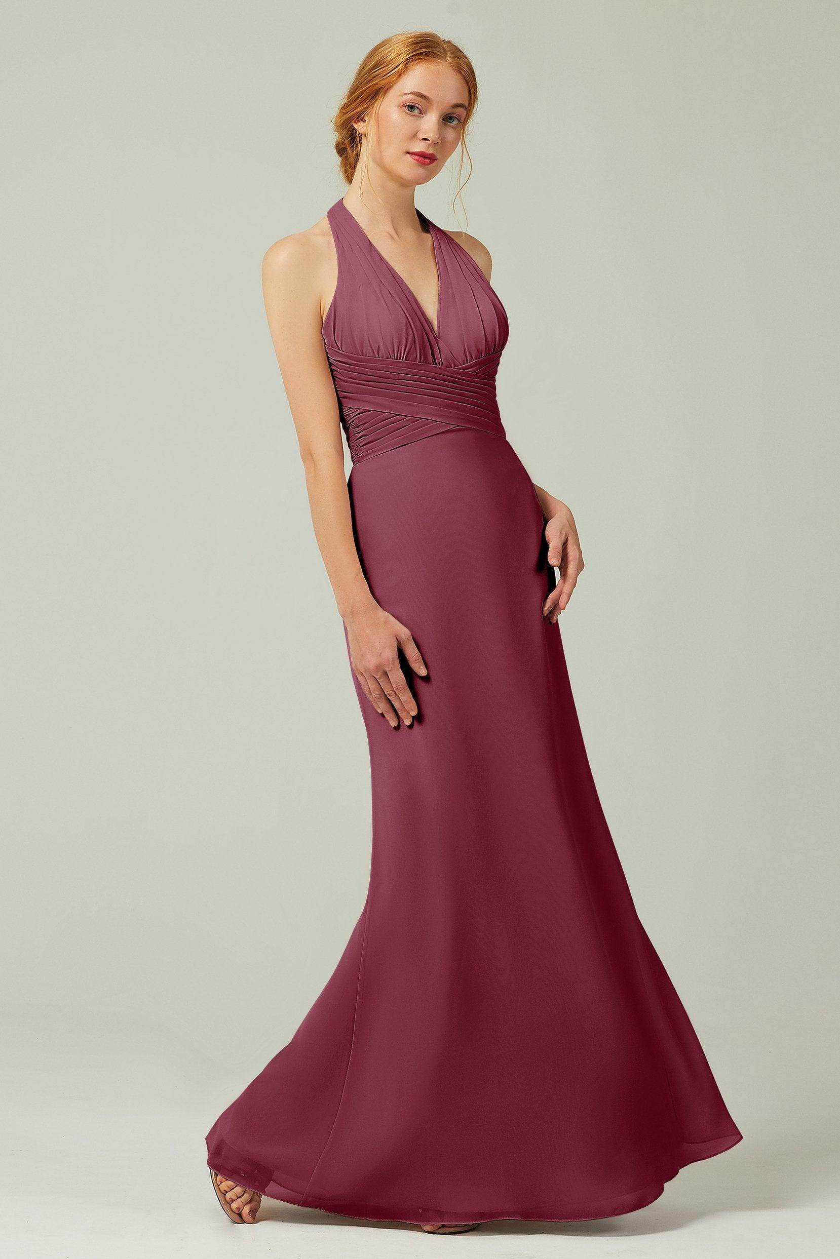 Sheath-Column Floor Length Chiffon Bridesmaid Dress CB0306