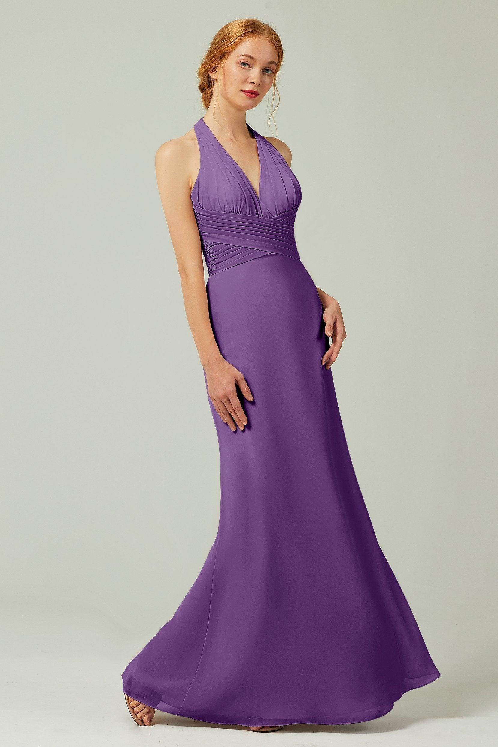 Sheath-Column Floor Length Chiffon Bridesmaid Dress CB0306