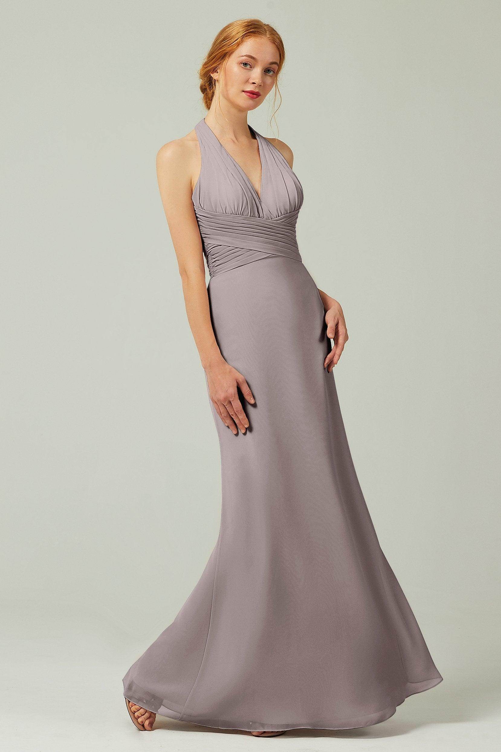 Sheath-Column Floor Length Chiffon Bridesmaid Dress CB0306