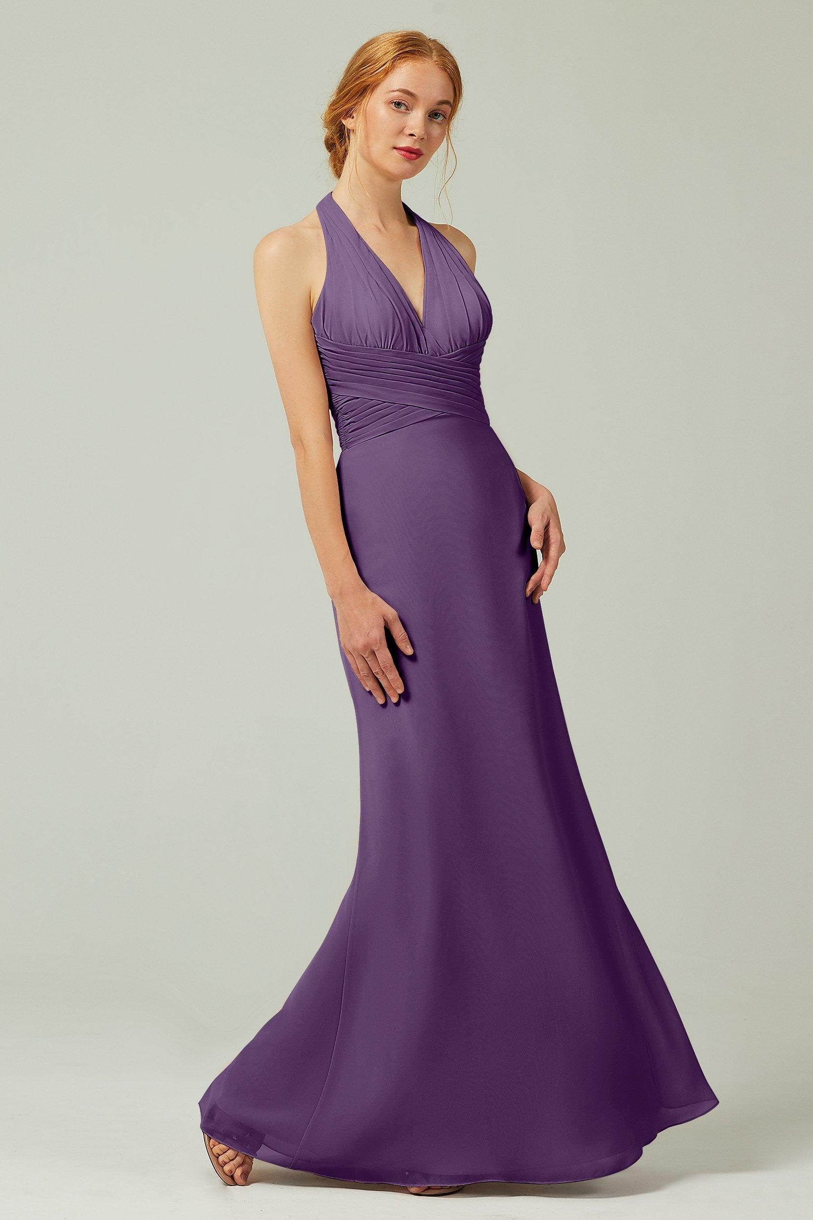 Sheath-Column Floor Length Chiffon Bridesmaid Dress CB0306