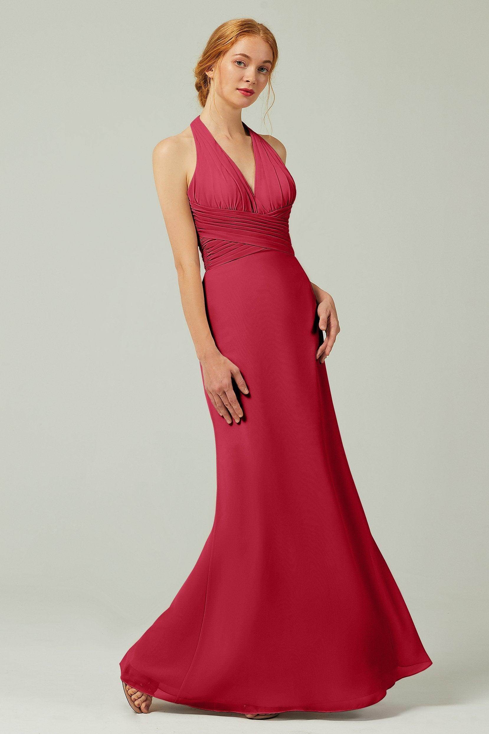 Sheath-Column Floor Length Chiffon Bridesmaid Dress CB0306