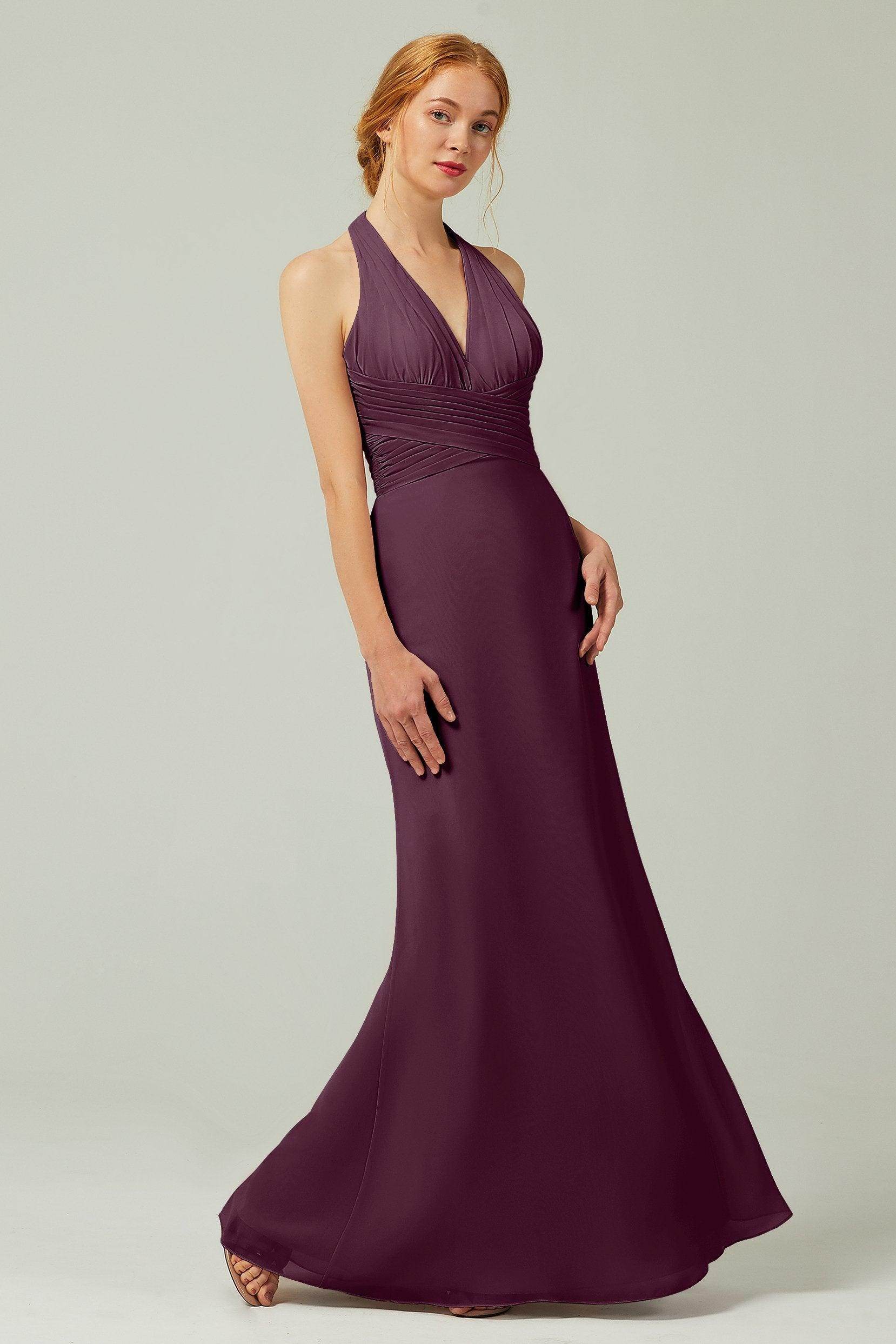 Sheath-Column Floor Length Chiffon Bridesmaid Dress CB0306