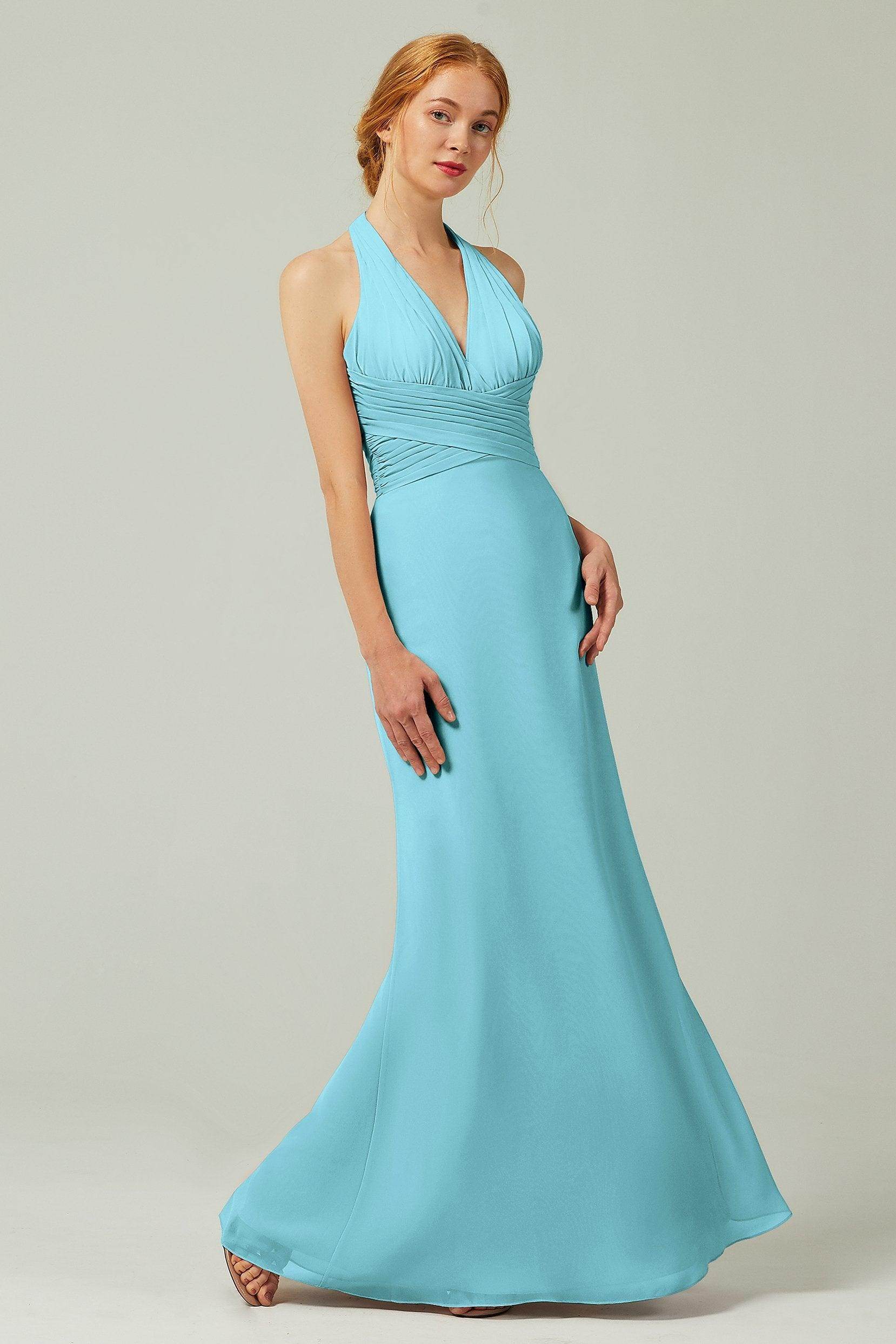 Sheath-Column Floor Length Chiffon Bridesmaid Dress CB0306