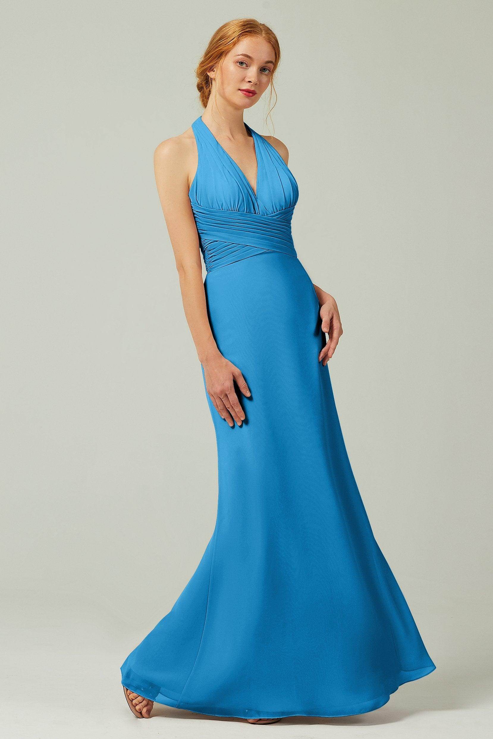 Sheath-Column Floor Length Chiffon Bridesmaid Dress CB0306