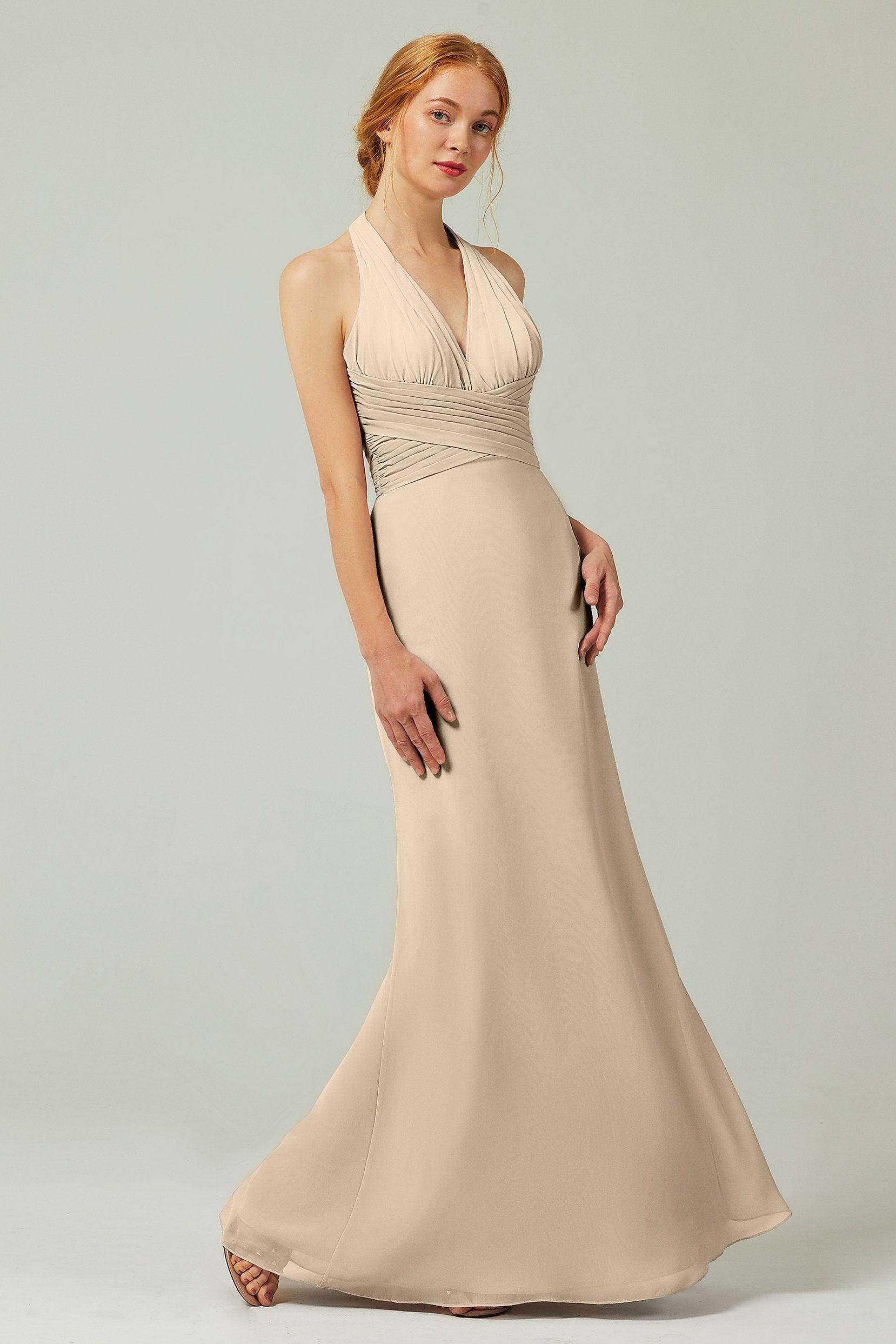 Sheath-Column Floor Length Chiffon Bridesmaid Dress CB0306