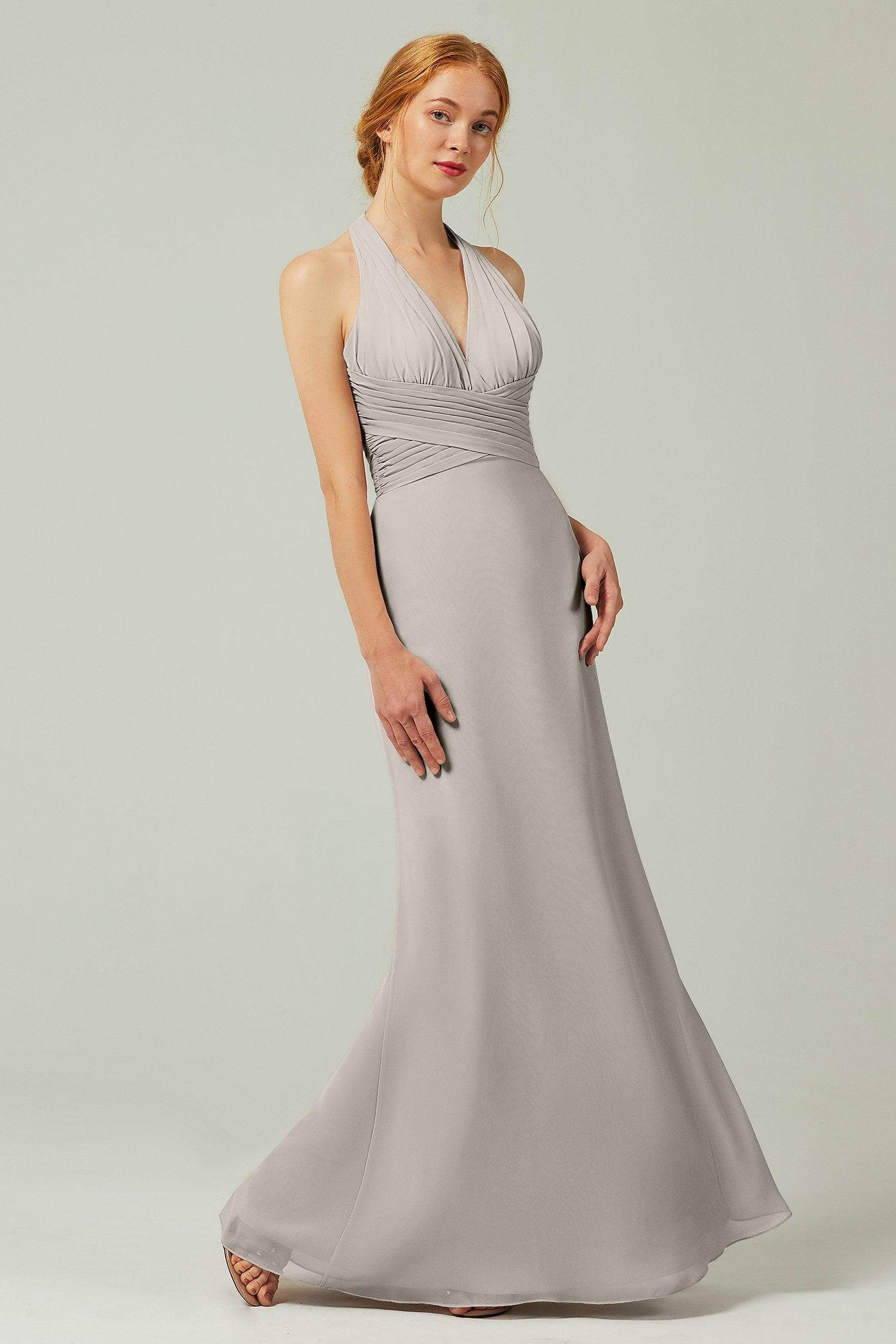 Sheath-Column Floor Length Chiffon Bridesmaid Dress CB0306