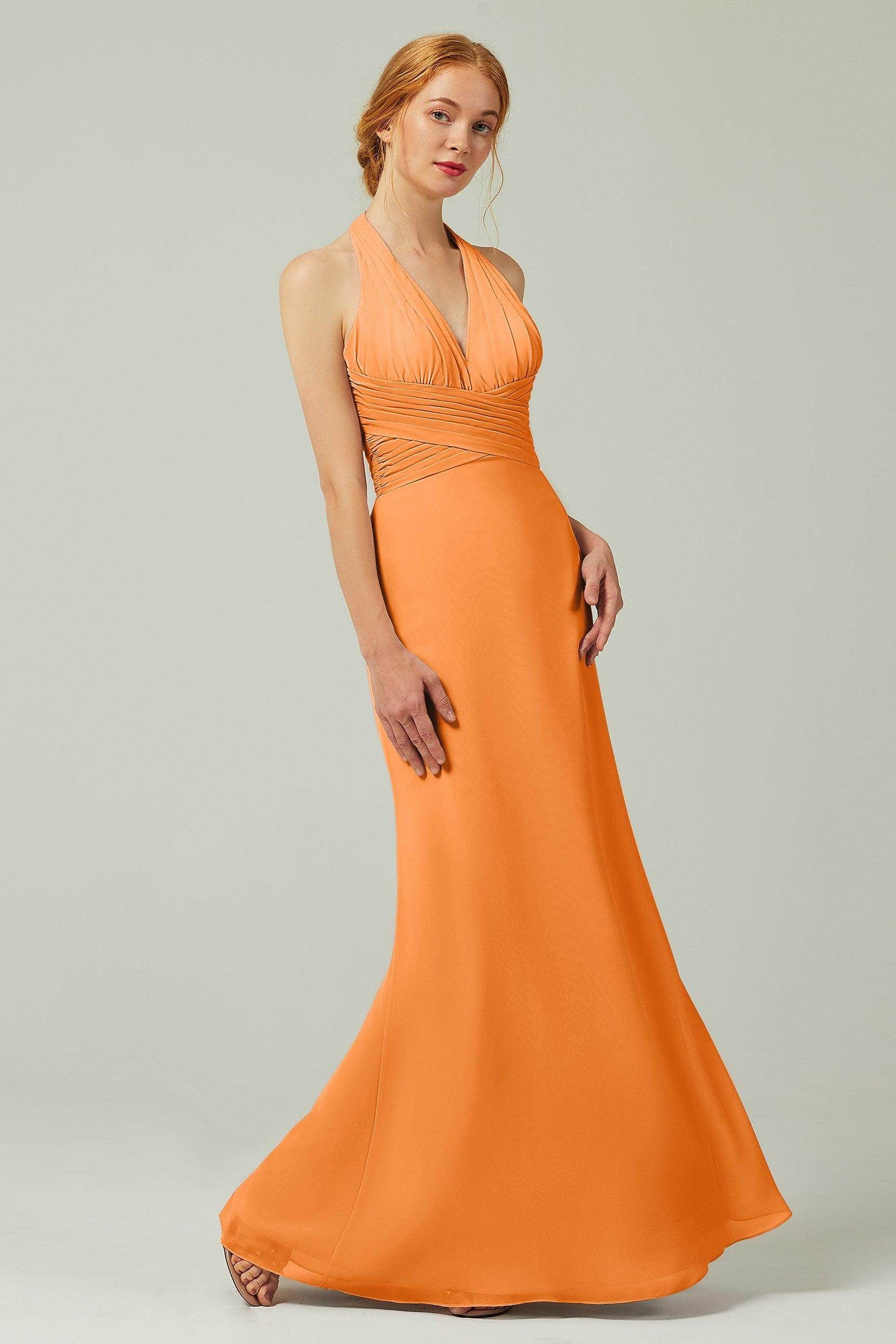 Sheath-Column Floor Length Chiffon Bridesmaid Dress CB0306
