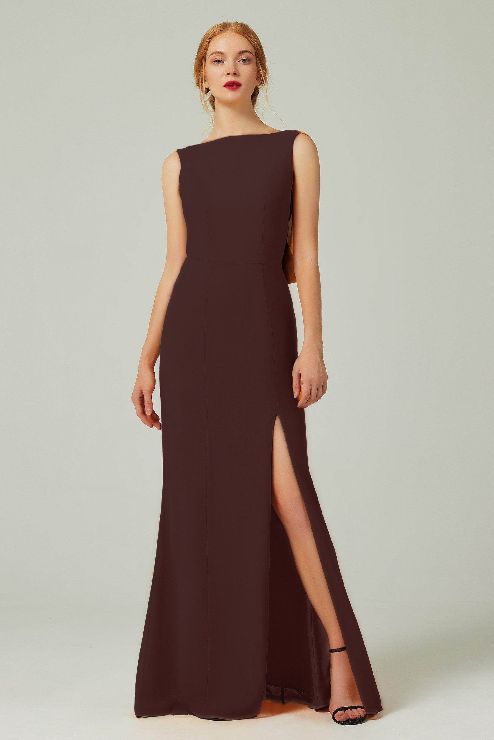 Sheath-Column Sweep-Brush Chiffon Bridesmaid Dress Formal Dresses CB0310PS