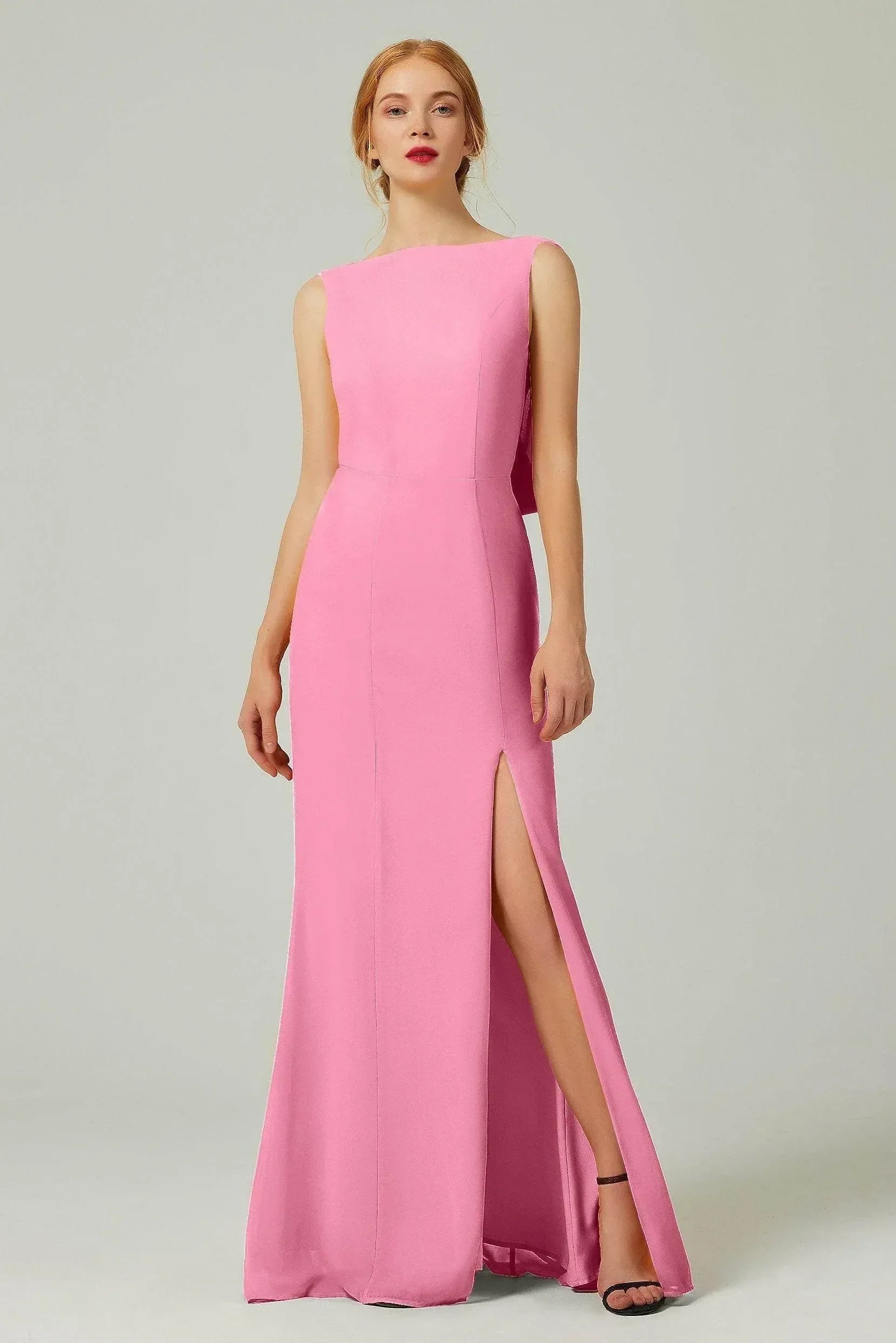Sheath-Column Sweep-Brush Chiffon Bridesmaid Dress Formal Dresses CB0310PS